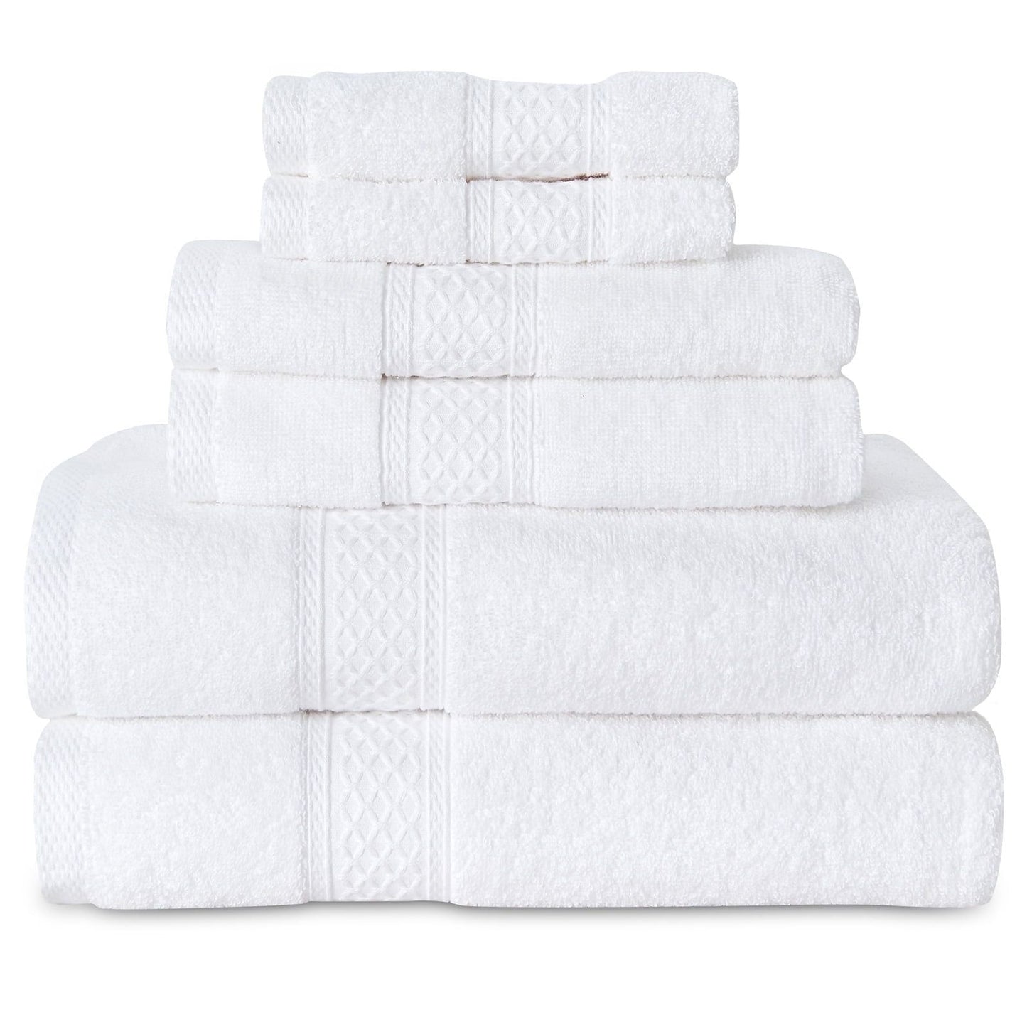 2 Bath Towels 2 Hand Towels 2 Washcloths, Highly Absorbent Towels for Bathroom, Gym, Hotel (White) - DelightsDownSouth