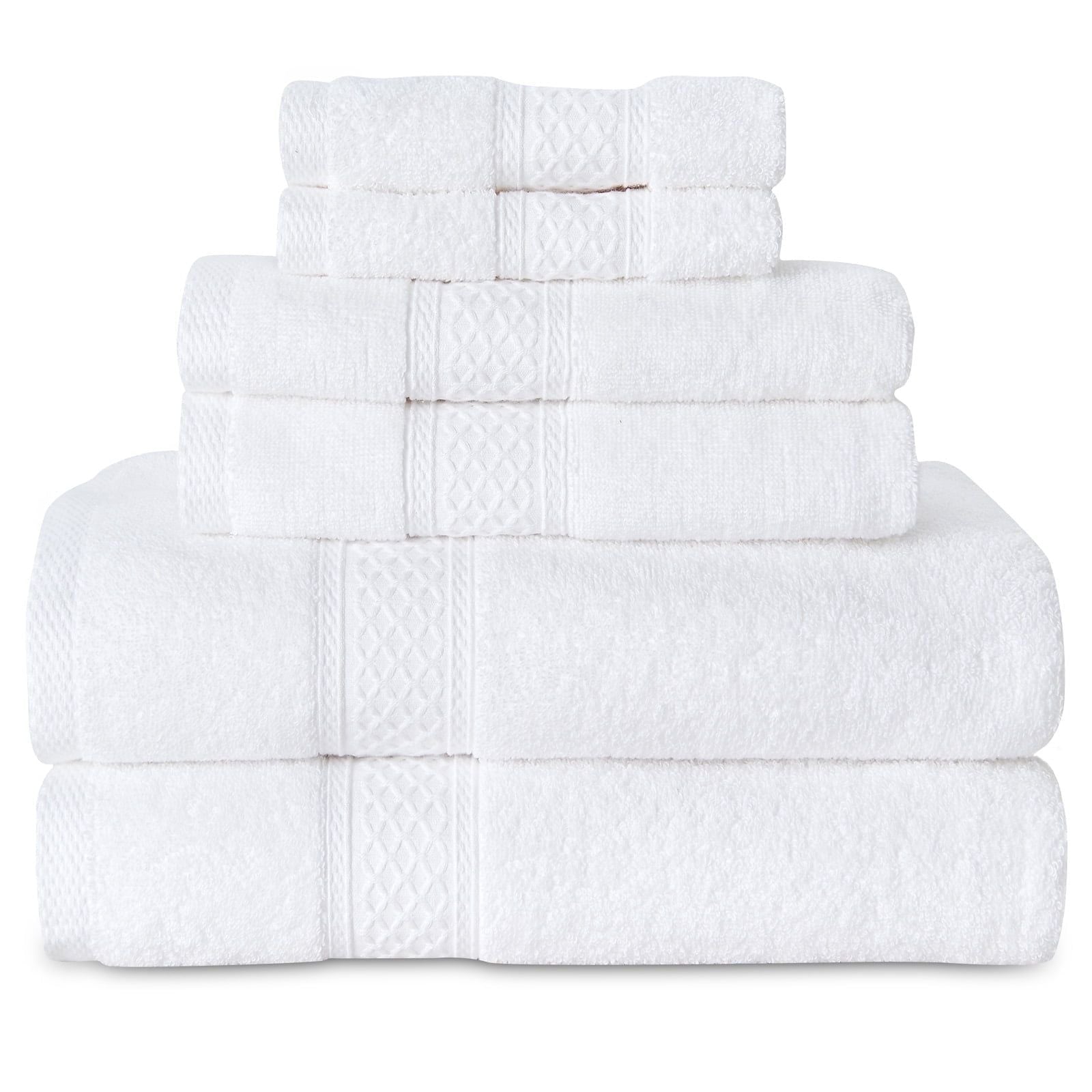 2 Bath Towels 2 Hand Towels 2 Washcloths, Highly Absorbent Towels for Bathroom, Gym, Hotel (White) - DelightsDownSouth