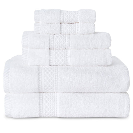 2 Bath Towels 2 Hand Towels 2 Washcloths, Highly Absorbent Towels for Bathroom, Gym, Hotel (White) - DelightsDownSouth