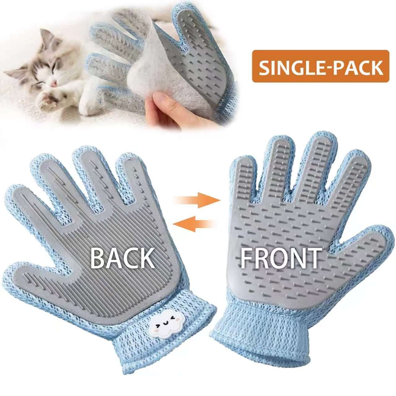 2 - in - 1 Pet Grooming Glove – Double - Sided Deshedding & Massage Brush for Cats/Dogs, Removes Loose Hair from Fur & Furniture, Ultra - Soft Easy - Clean Mitt(single glove) - DelightsDownSouth