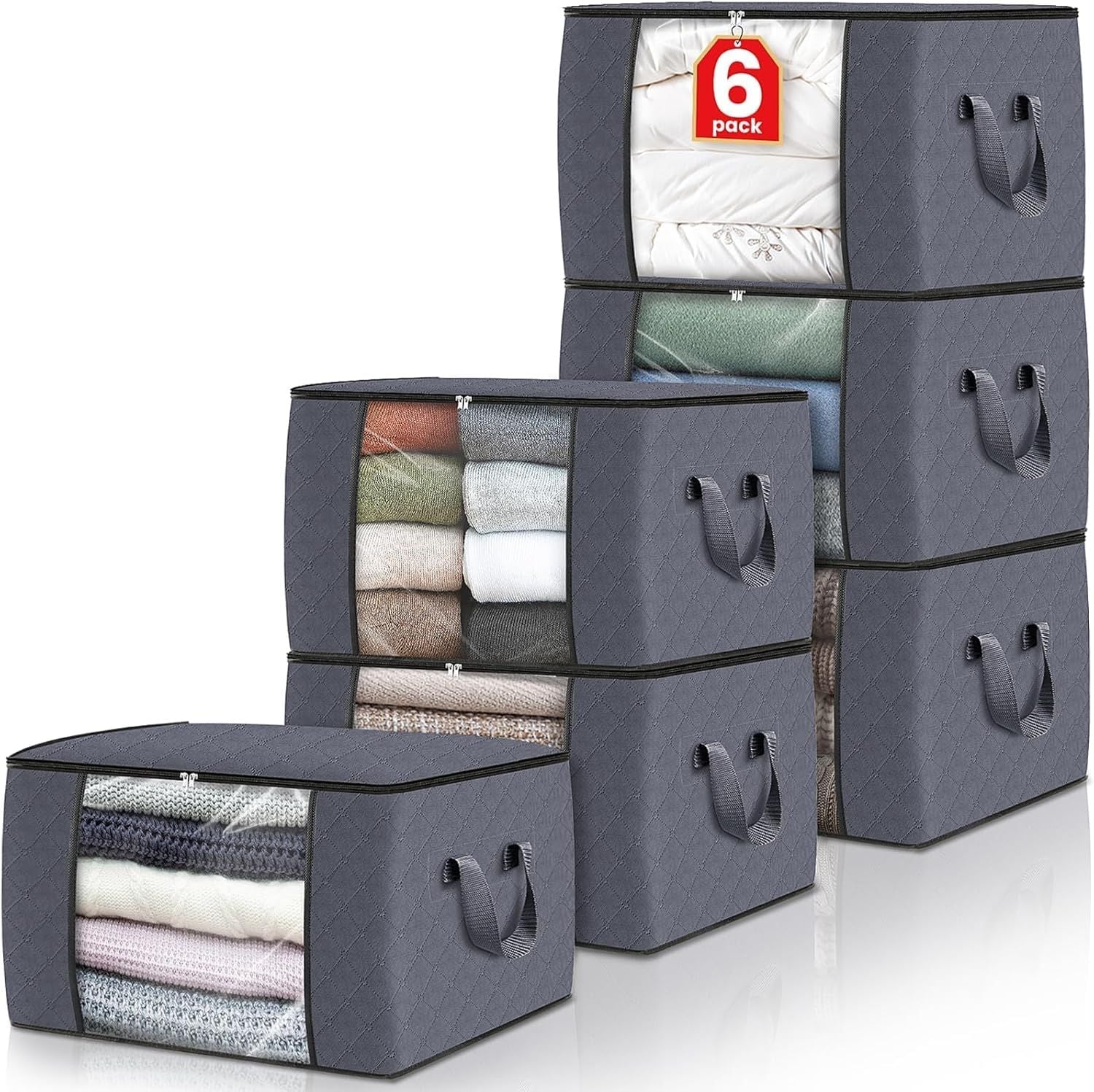 2 Pack Laundry Hamper Large Collapsible Laundry Baskets, Freestanding Waterproof Clothes Hamper with Easy Carry Handles in Laundry Room Bedroom Bathroom College Dorm, GreyBlue, 2 x 80L - DelightsDownSouth