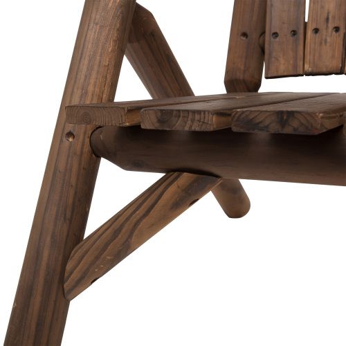 2 - Seat Wooden Adirondack Chair, Patio Bench with Table, Outdoor Loveseat Fire Pit Chair for Porch, Backyard, Deck, Carbonized - DelightsDownSouth