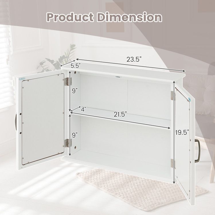 2 - Tier Wall - Mounted Mirror Storage Cabinet with Handles for Bathroom - DelightsDownSouth