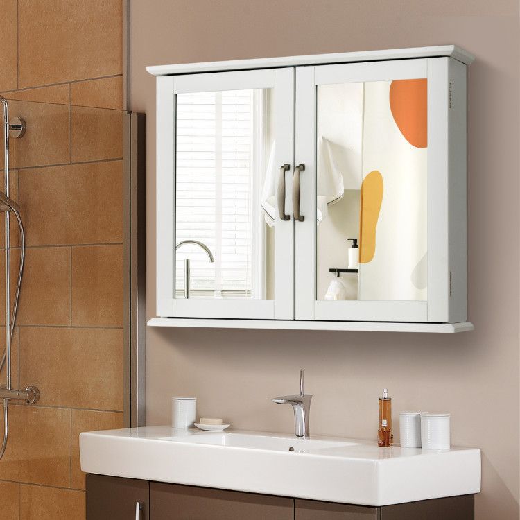 2 - Tier Wall - Mounted Mirror Storage Cabinet with Handles for Bathroom - DelightsDownSouth