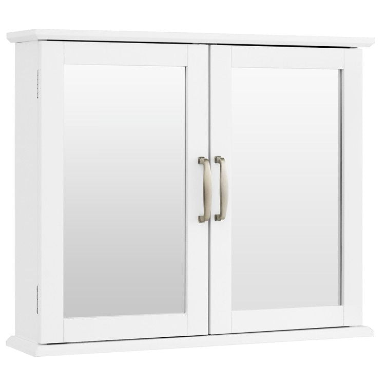 2 - Tier Wall - Mounted Mirror Storage Cabinet with Handles for Bathroom - DelightsDownSouth