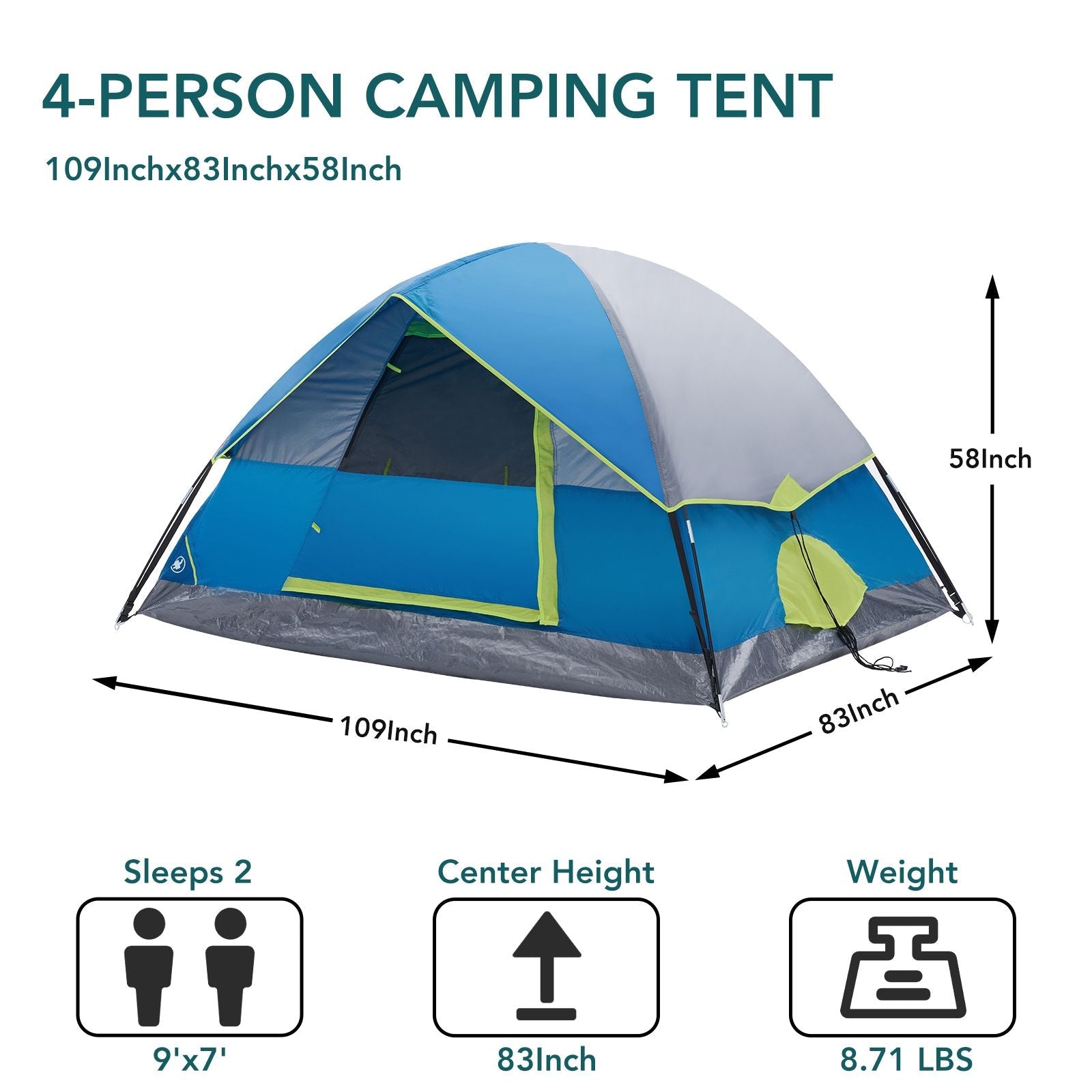 2/4 Person High Quality Camping Tent with Tent Fly, Easy Setup Dome Tent with Mesh Windows & Skylights, Lightweight Portable Tent for Outdoor Camping, Festivals & Backyard - DelightsDownSouth