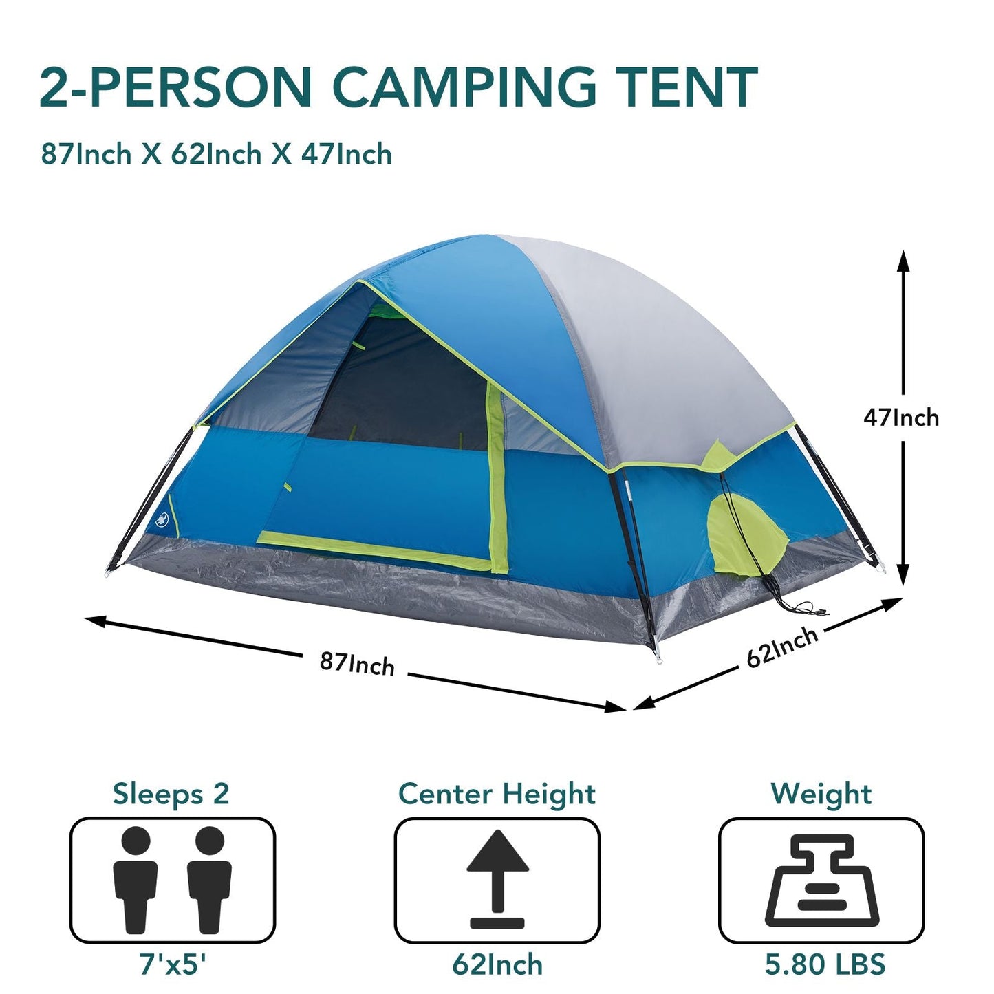 2/4 Person High Quality Camping Tent with Tent Fly, Easy Setup Dome Tent with Mesh Windows & Skylights, Lightweight Portable Tent for Outdoor Camping, Festivals & Backyard - DelightsDownSouth