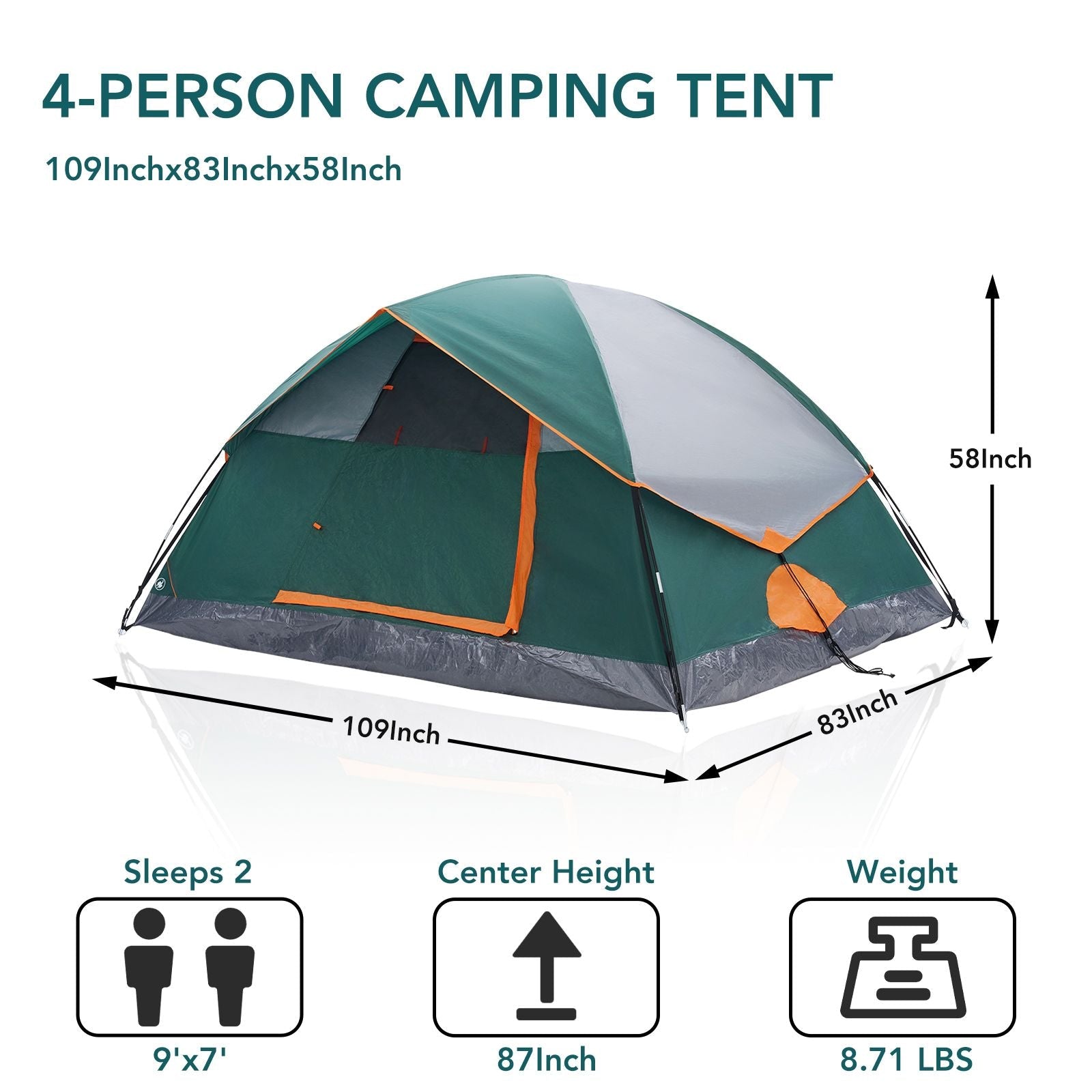 2/4 Person High Quality Camping Tent with Tent Fly, Easy Setup Dome Tent with Mesh Windows & Skylights, Lightweight Portable Tent for Outdoor Camping, Festivals & Backyard - DelightsDownSouth