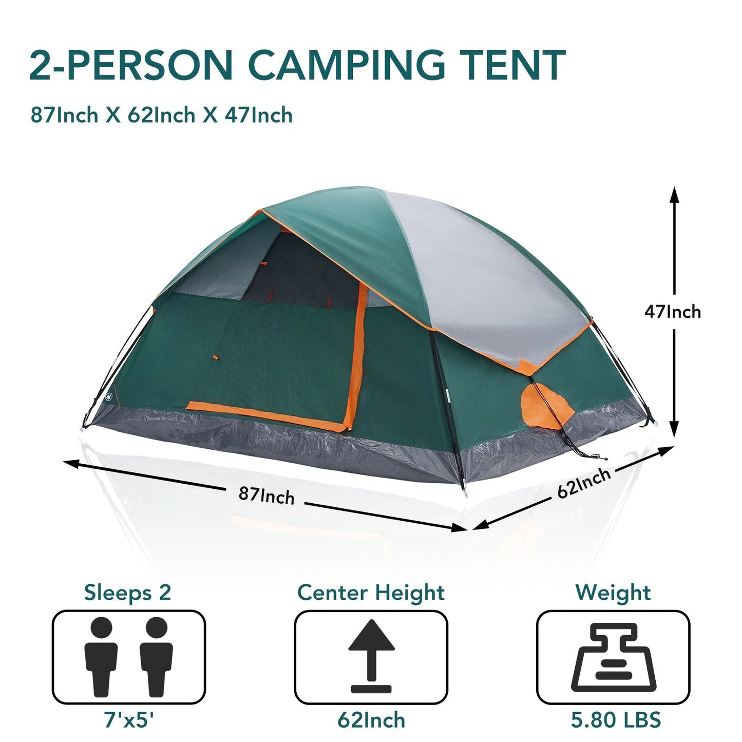 2/4 Person High Quality Camping Tent with Tent Fly, Easy Setup Dome Tent with Mesh Windows & Skylights, Lightweight Portable Tent for Outdoor Camping, Festivals & Backyard - DelightsDownSouth