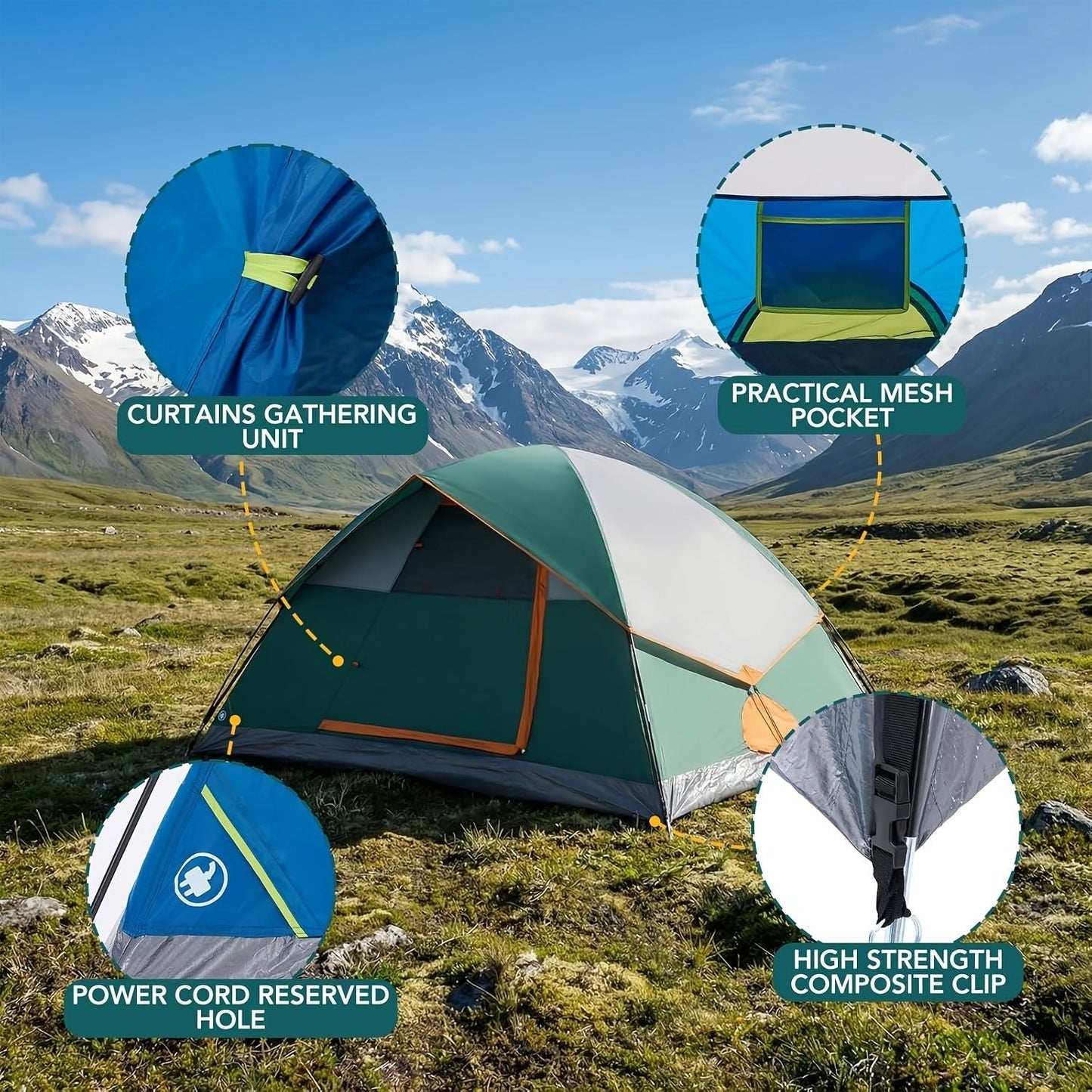 2/4 Person High Quality Camping Tent with Tent Fly, Easy Setup Dome Tent with Mesh Windows & Skylights, Lightweight Portable Tent for Outdoor Camping, Festivals & Backyard - DelightsDownSouth