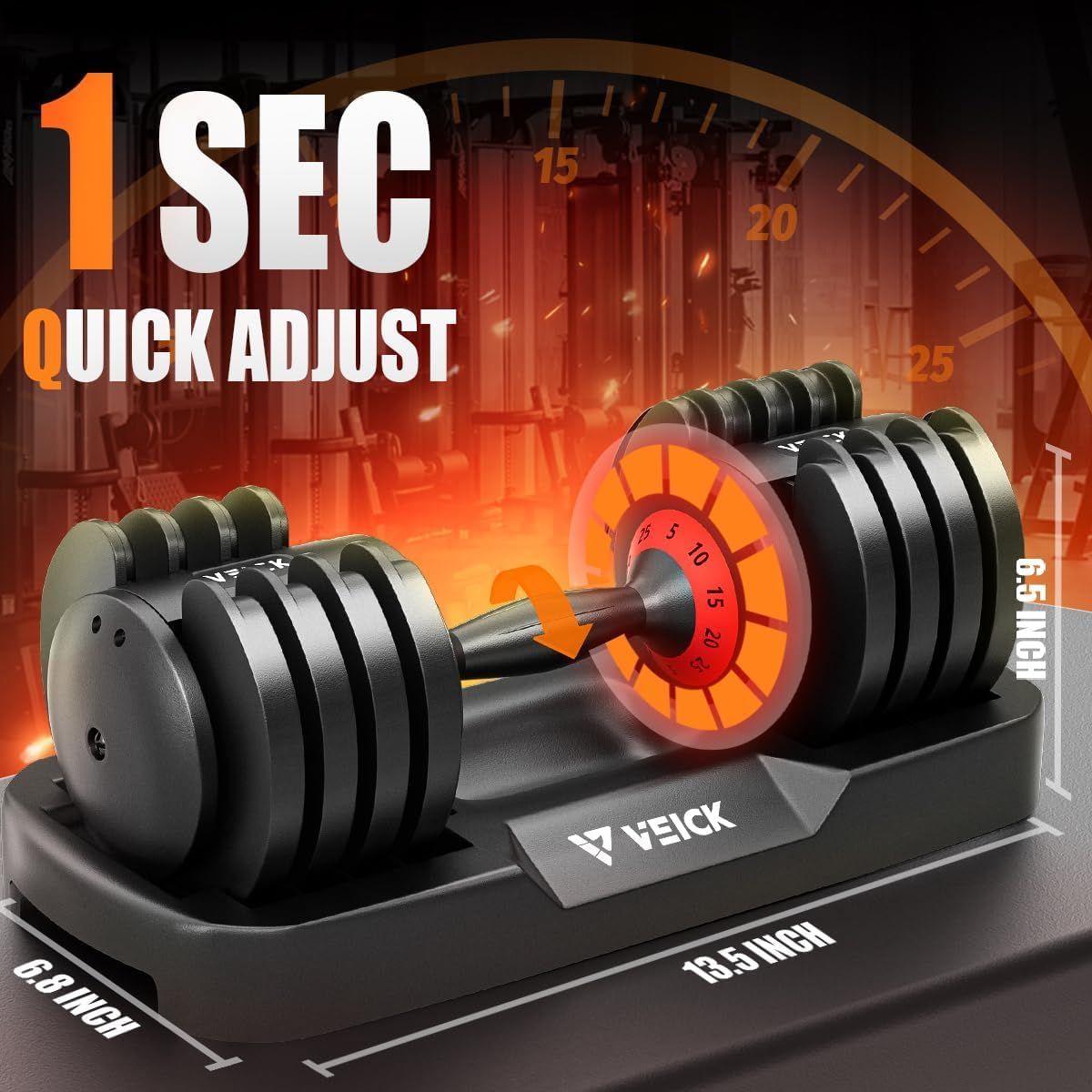 25LB 5 in 1 Single Adjustable Dumbbell Free Dumbbell Weight Adjust with Anti - Slip Metal Handle, Ideal for Full - Body Home Gym Workouts - DelightsDownSouth