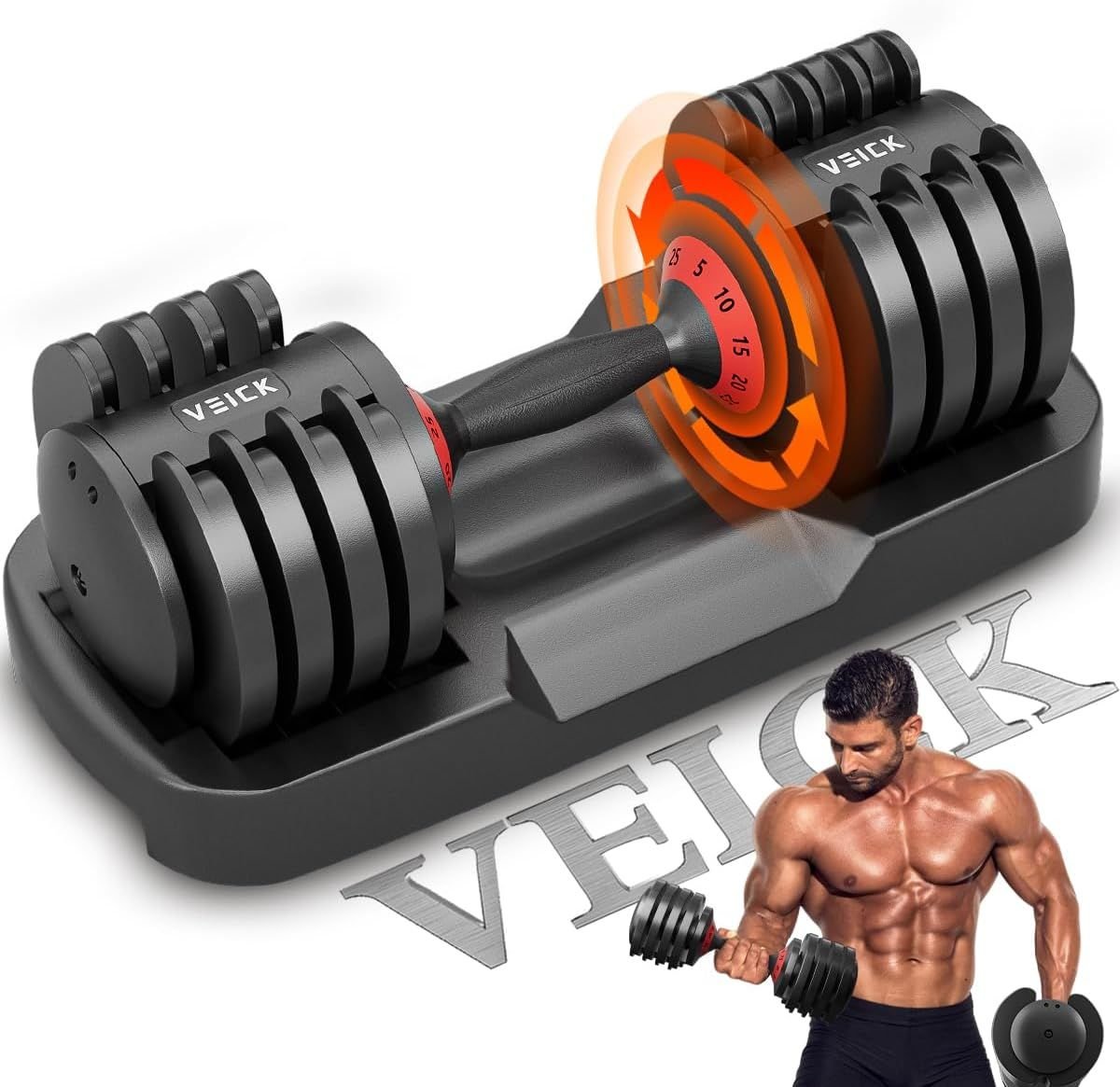 25LB 5 in 1 Single Adjustable Dumbbell Free Dumbbell Weight Adjust with Anti - Slip Metal Handle, Ideal for Full - Body Home Gym Workouts - DelightsDownSouth