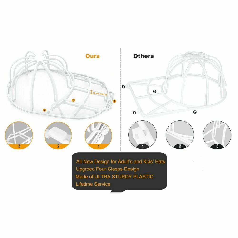 3 Pack Hat Washer Baseball Cap Cleaner Machine Washing Cage Holder Frame Net New - DelightsDownSouth