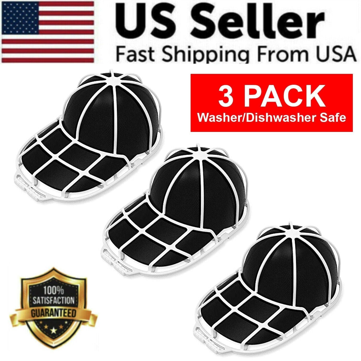 3 Pack Hat Washer Baseball Cap Cleaner Machine Washing Cage Holder Frame Net New - DelightsDownSouth