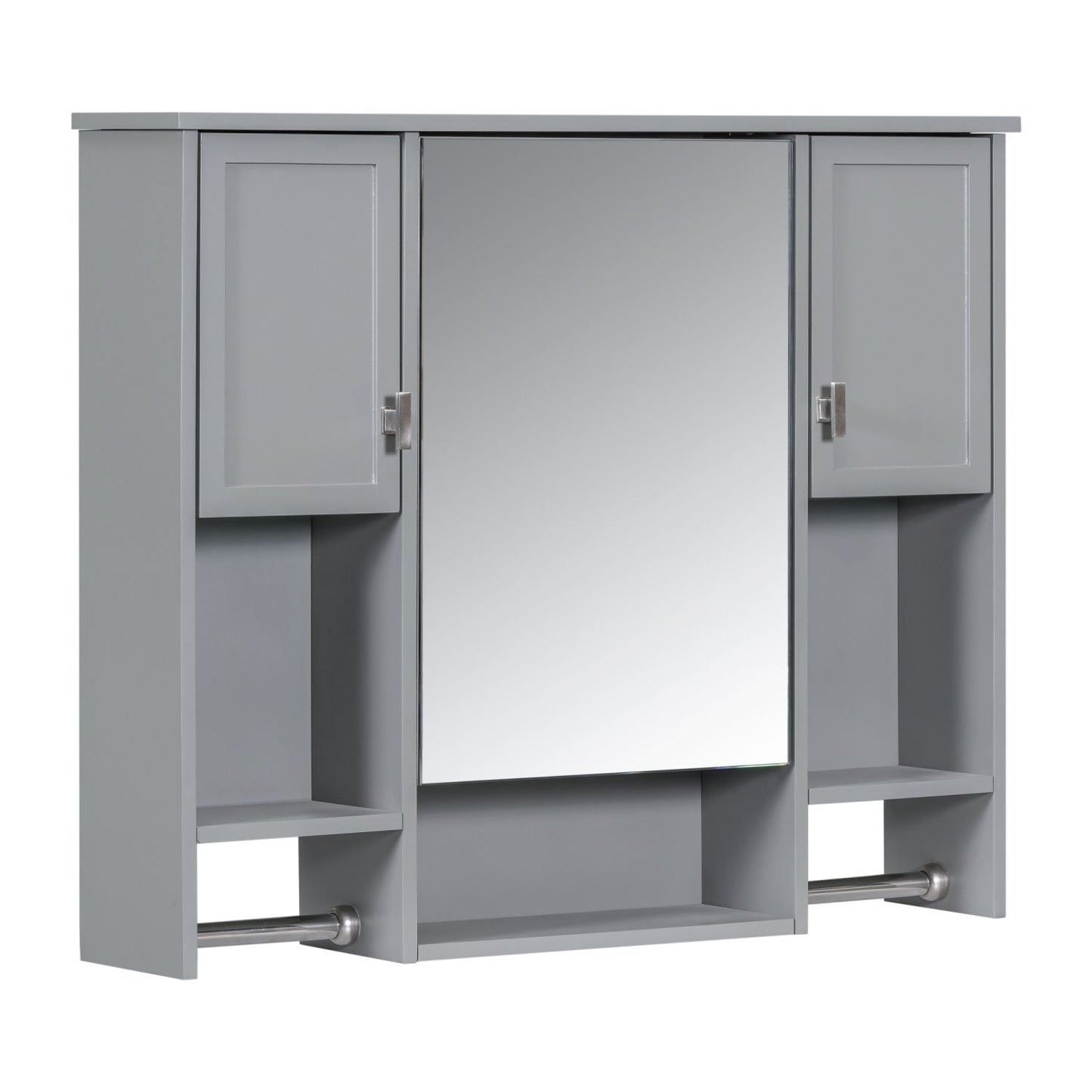 35'' x 28'' Modern Wall Mounted Bathroom Storage Cabinet, Bathroom Wall Cabinet with Mirror, Medicine Cabinet with Towels Bar - DelightsDownSouth