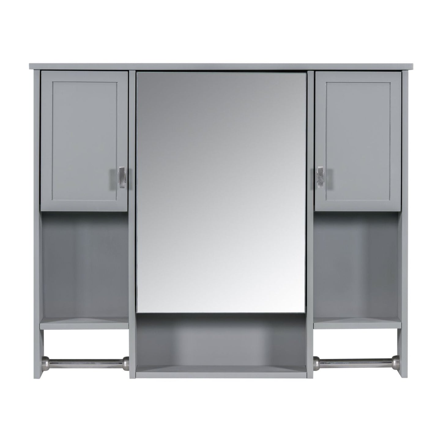 35'' x 28'' Modern Wall Mounted Bathroom Storage Cabinet, Bathroom Wall Cabinet with Mirror, Medicine Cabinet with Towels Bar - DelightsDownSouth