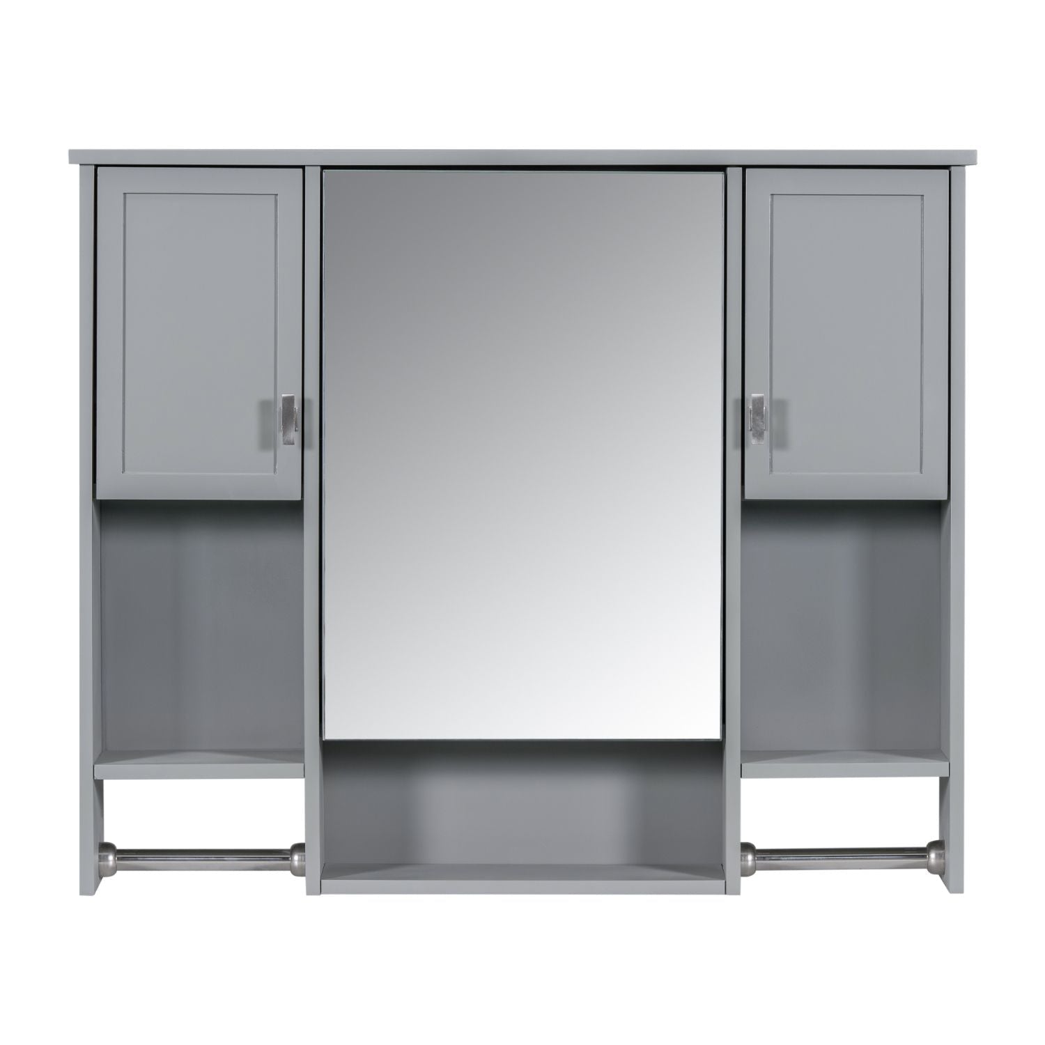 35'' x 28'' Modern Wall Mounted Bathroom Storage Cabinet, Bathroom Wall Cabinet with Mirror, Medicine Cabinet with Towels Bar - DelightsDownSouth