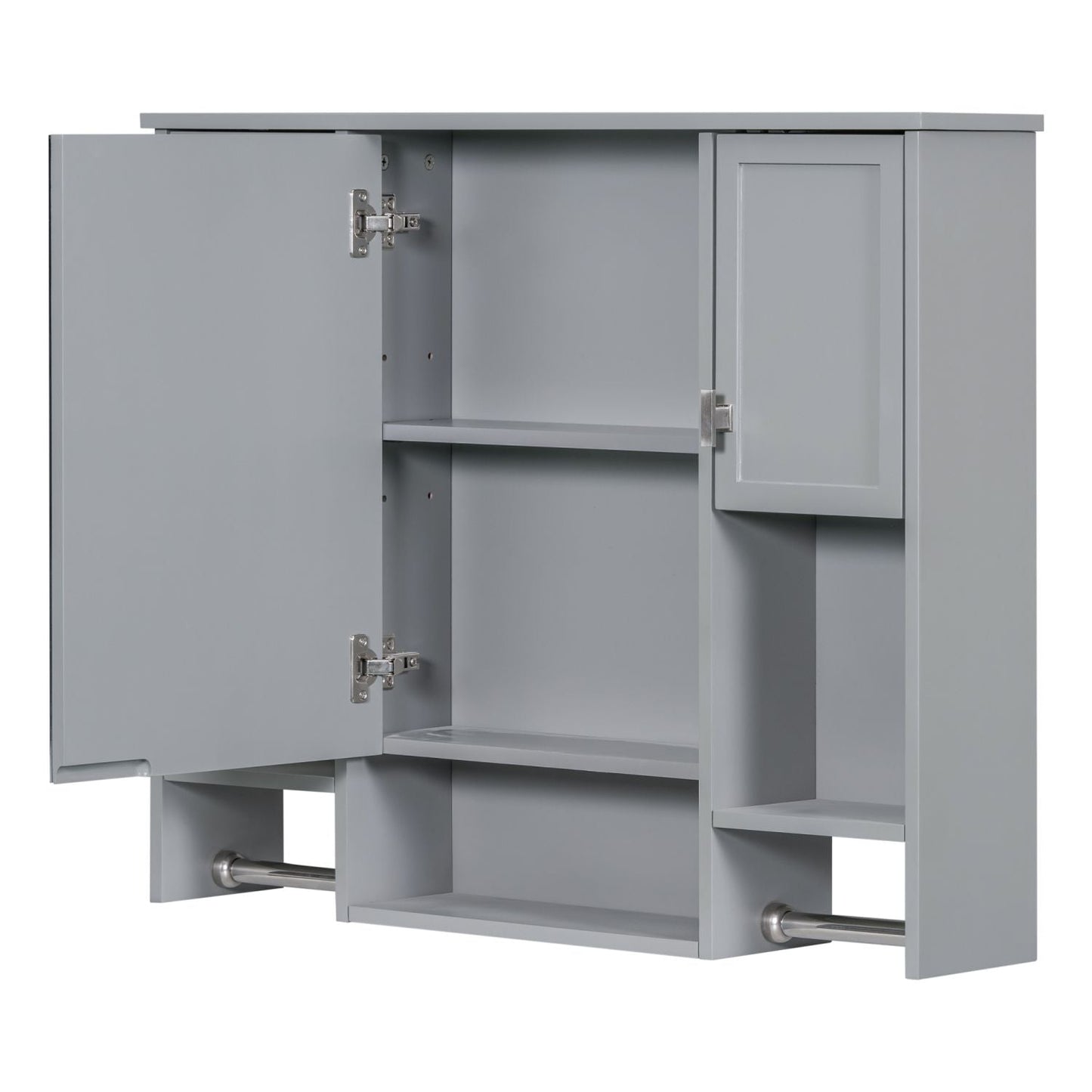 35'' x 28'' Modern Wall Mounted Bathroom Storage Cabinet, Bathroom Wall Cabinet with Mirror, Medicine Cabinet with Towels Bar - DelightsDownSouth