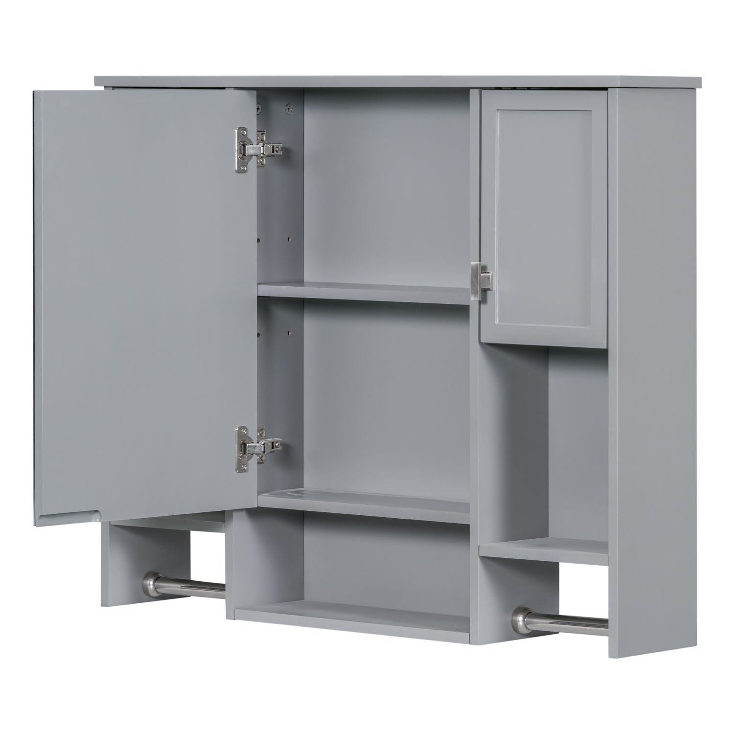 35'' x 28'' Modern Wall Mounted Bathroom Storage Cabinet, Bathroom Wall Cabinet with Mirror, Medicine Cabinet with Towels Bar - DelightsDownSouth