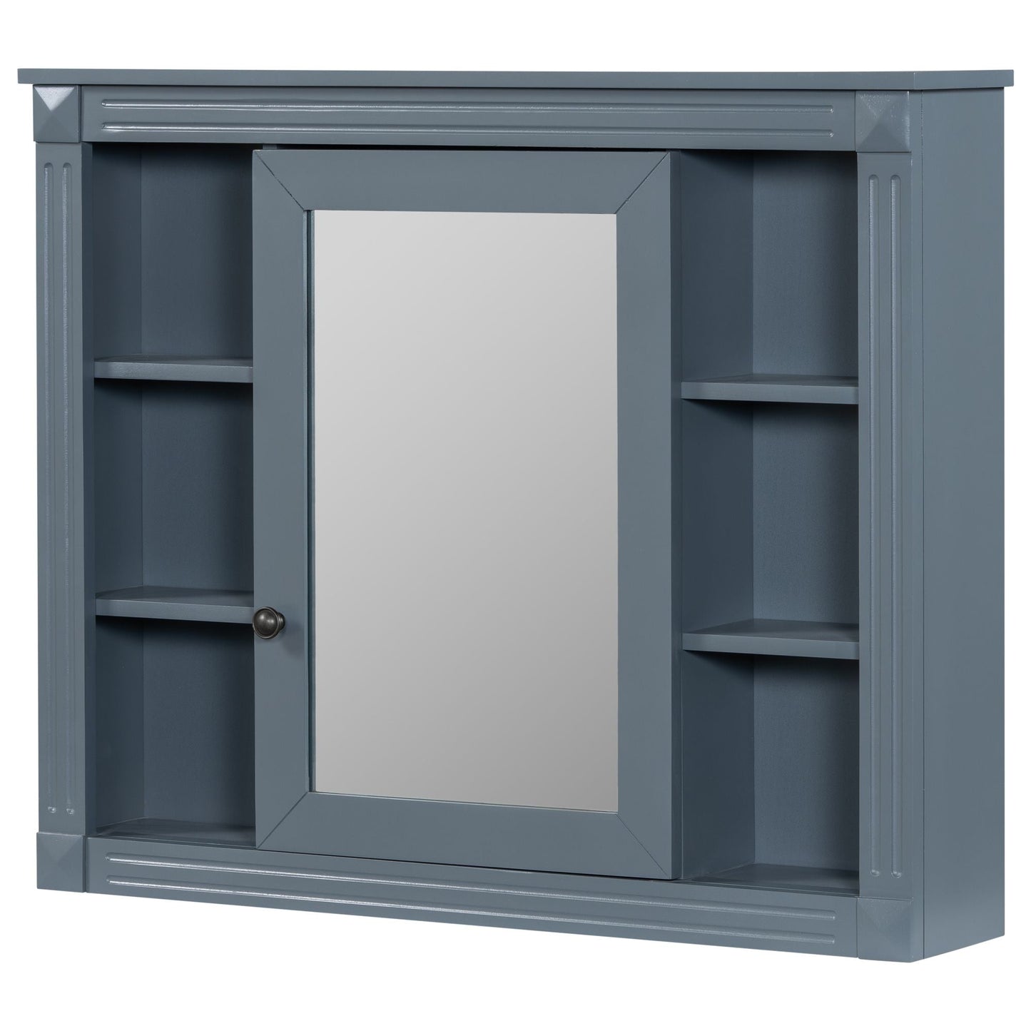 35'' x 28'' Wall Mounted Bathroom Storage Cabinet, Medicine Cabinet, Modern Bathroom Wall Cabinet with Mirror, Mirror Cabinet with 6 Open Shelves (Not Include Bathroom Vanity ) - DelightsDownSouth