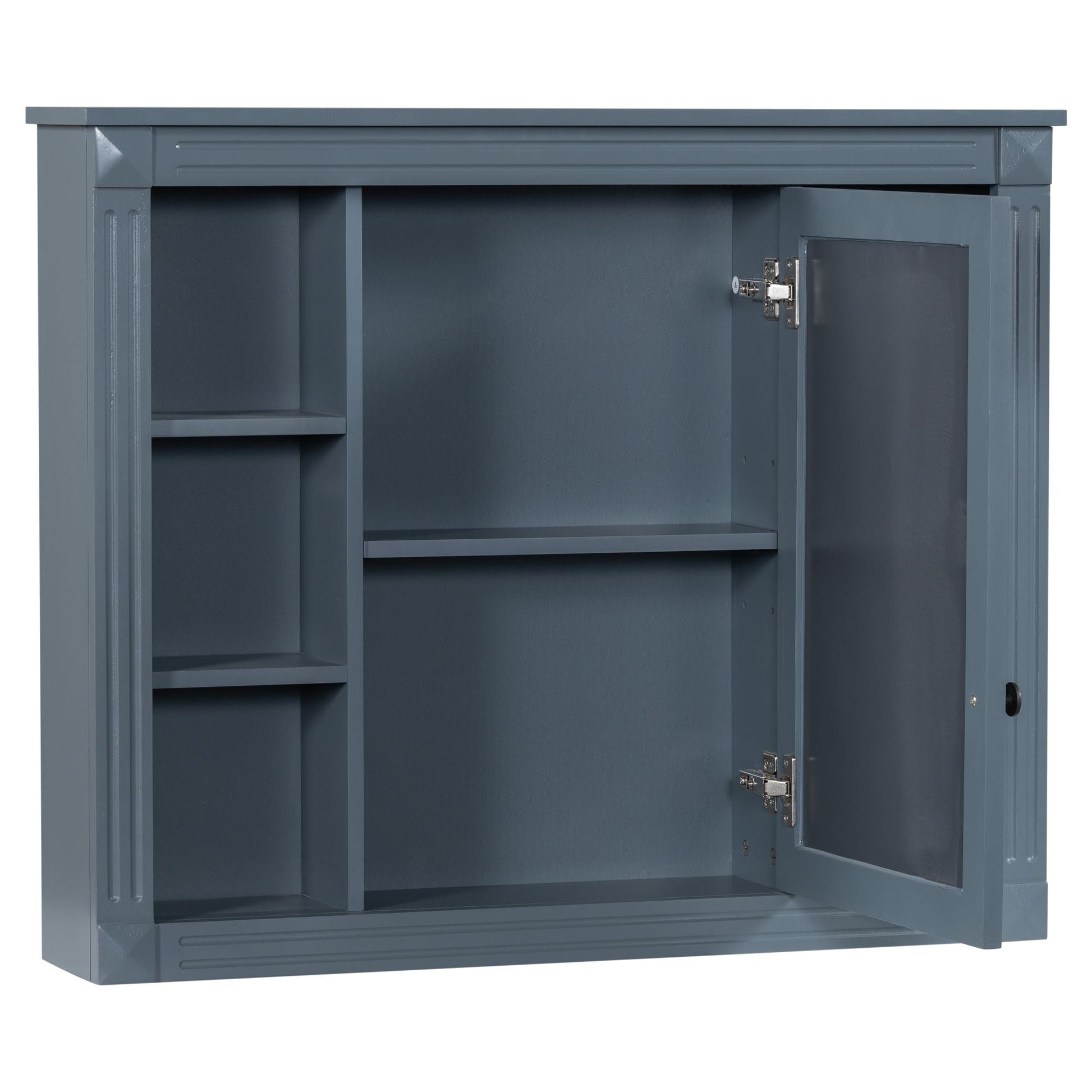 35'' x 28'' Wall Mounted Bathroom Storage Cabinet, Medicine Cabinet, Modern Bathroom Wall Cabinet with Mirror, Mirror Cabinet with 6 Open Shelves (Not Include Bathroom Vanity ) - DelightsDownSouth