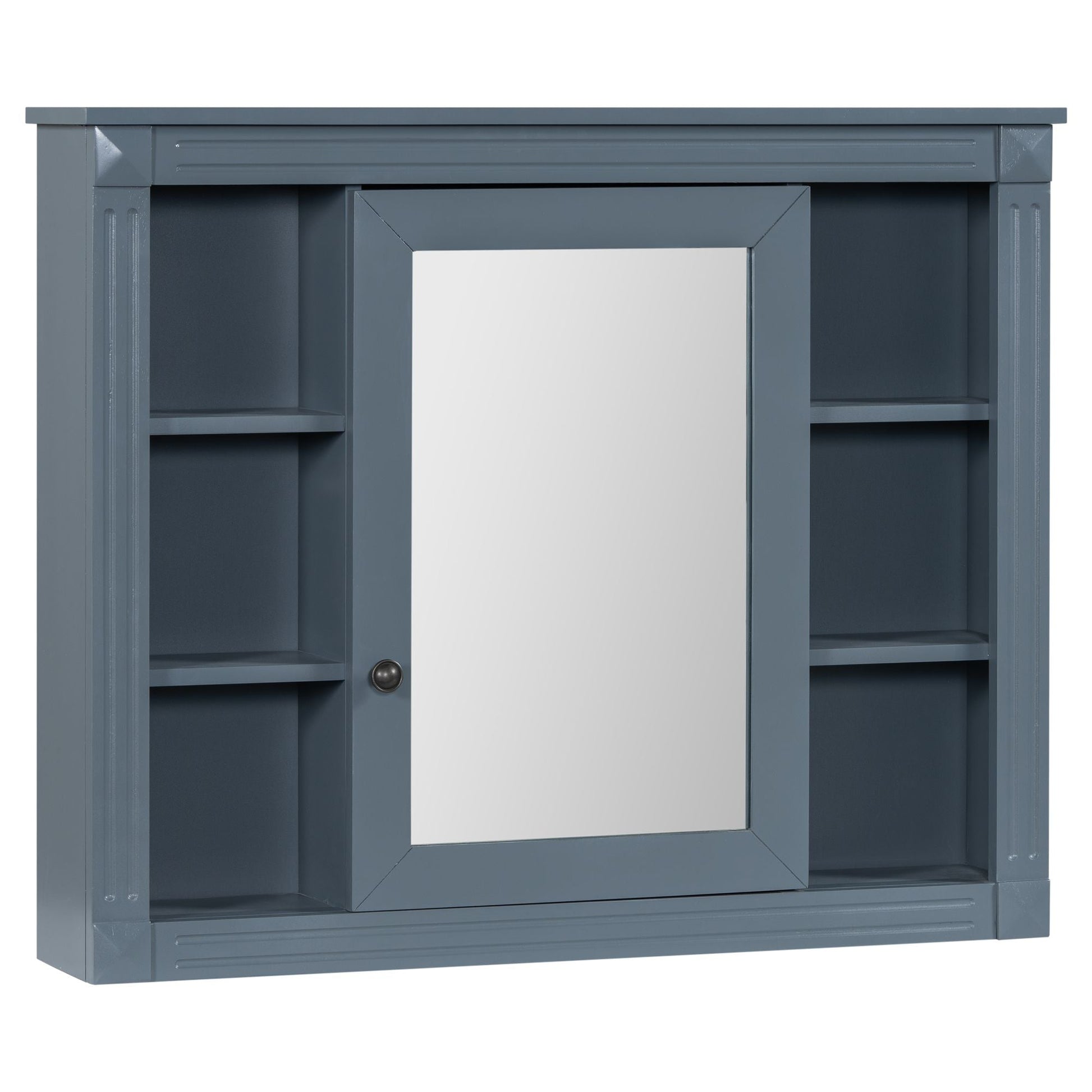 35'' x 28'' Wall Mounted Bathroom Storage Cabinet, Medicine Cabinet, Modern Bathroom Wall Cabinet with Mirror, Mirror Cabinet with 6 Open Shelves (Not Include Bathroom Vanity ) - DelightsDownSouth