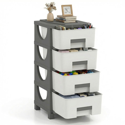 4 - Drawer Compact Plastic Storage Cabinet Vertical Organizer for Bedroom Bathroom Office - DelightsDownSouth