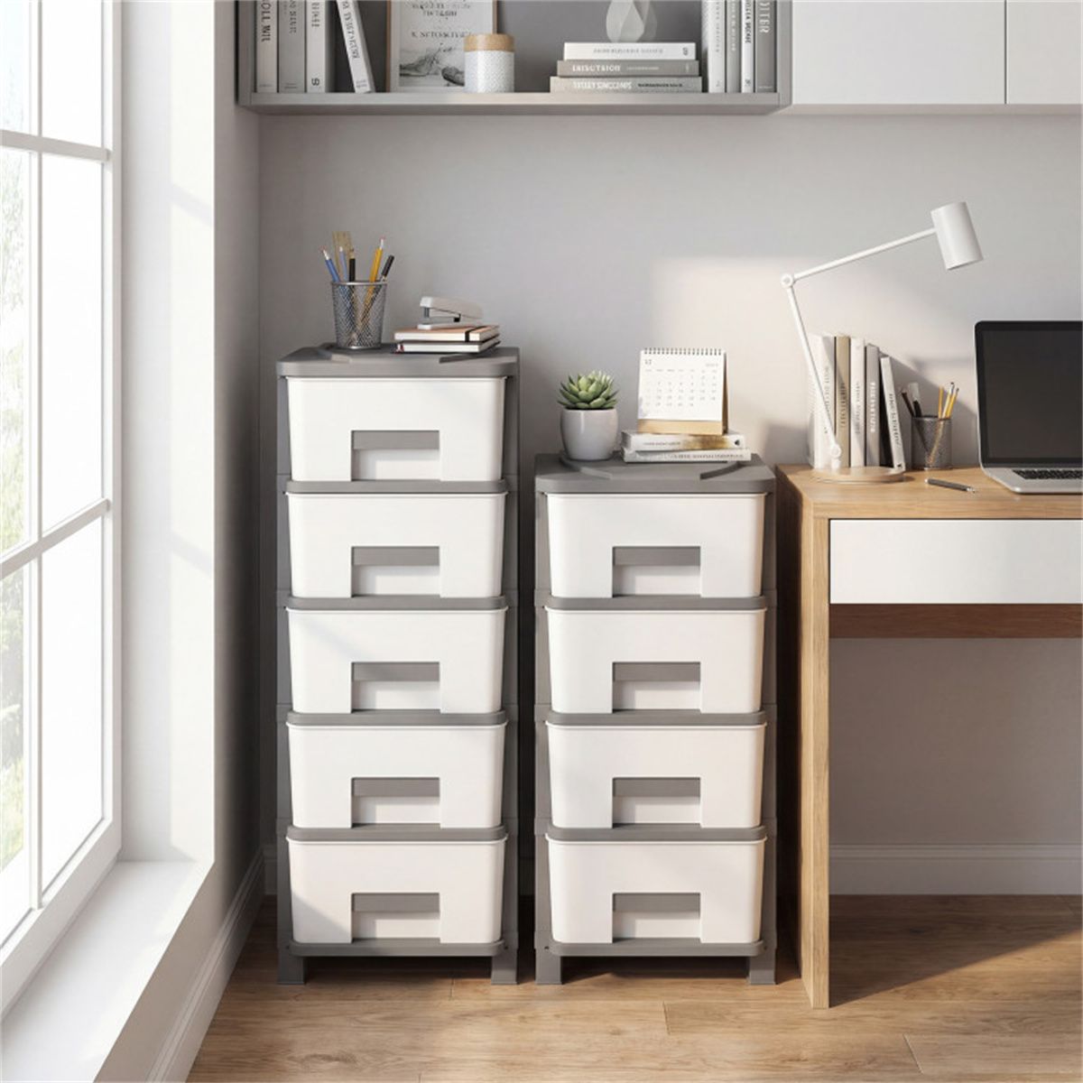 4 - Drawer Compact Plastic Storage Cabinet Vertical Organizer for Bedroom Bathroom Office - DelightsDownSouth
