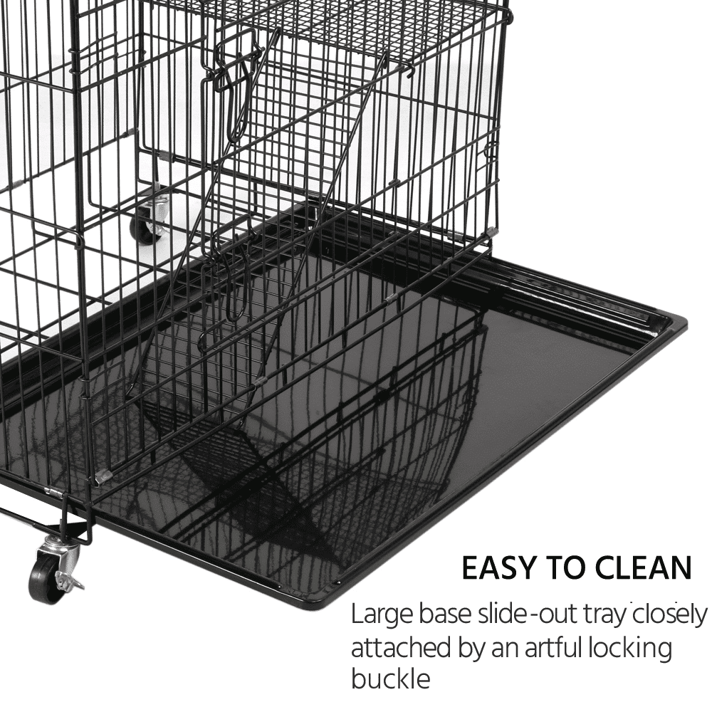 4 Tiers Rolling Cat Cage Pet Cage with Hammock; Black - DelightsDownSouth