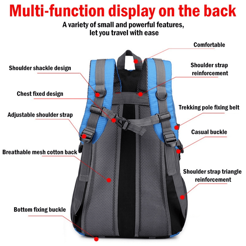 40L Men Women Travel Backpack Rucksack Camping Laptop Hiking School Book Bag USA - DelightsDownSouth