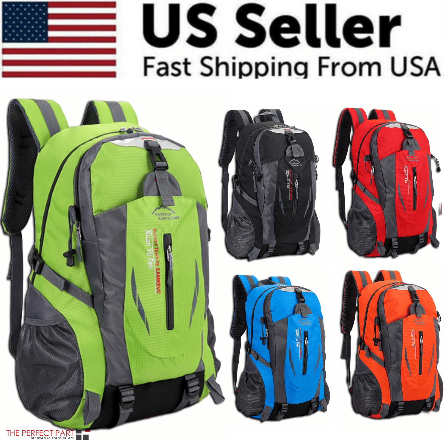 40L Men Women Travel Backpack Rucksack Camping Laptop Hiking School Book Bag USA - DelightsDownSouth
