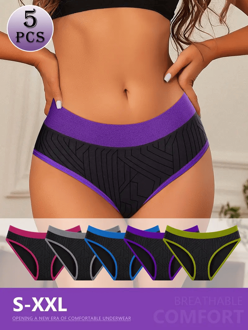 5 Colors Pack Women's Panties Bikini Sexy Underwear Nylon Seamless Knickers Women's Breathable Panties - DelightsDownSouth