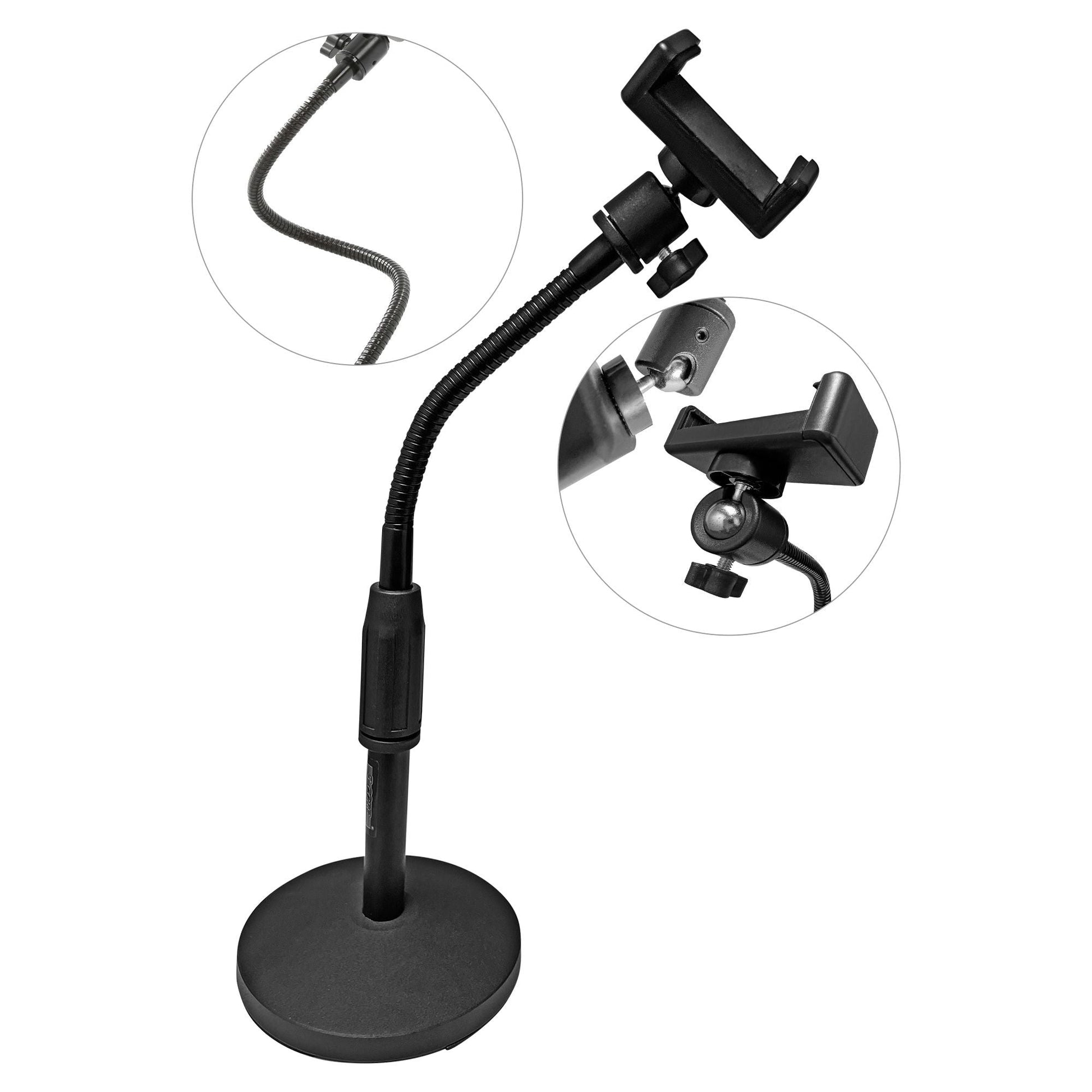 5 Core Gooseneck Phone Holder Stand for Desk Table Flexible Arm with Anti - Skid Round Base, Cell Phones Mount Clamp Compatible with All Smart Phones RBS MOB - DelightsDownSouth