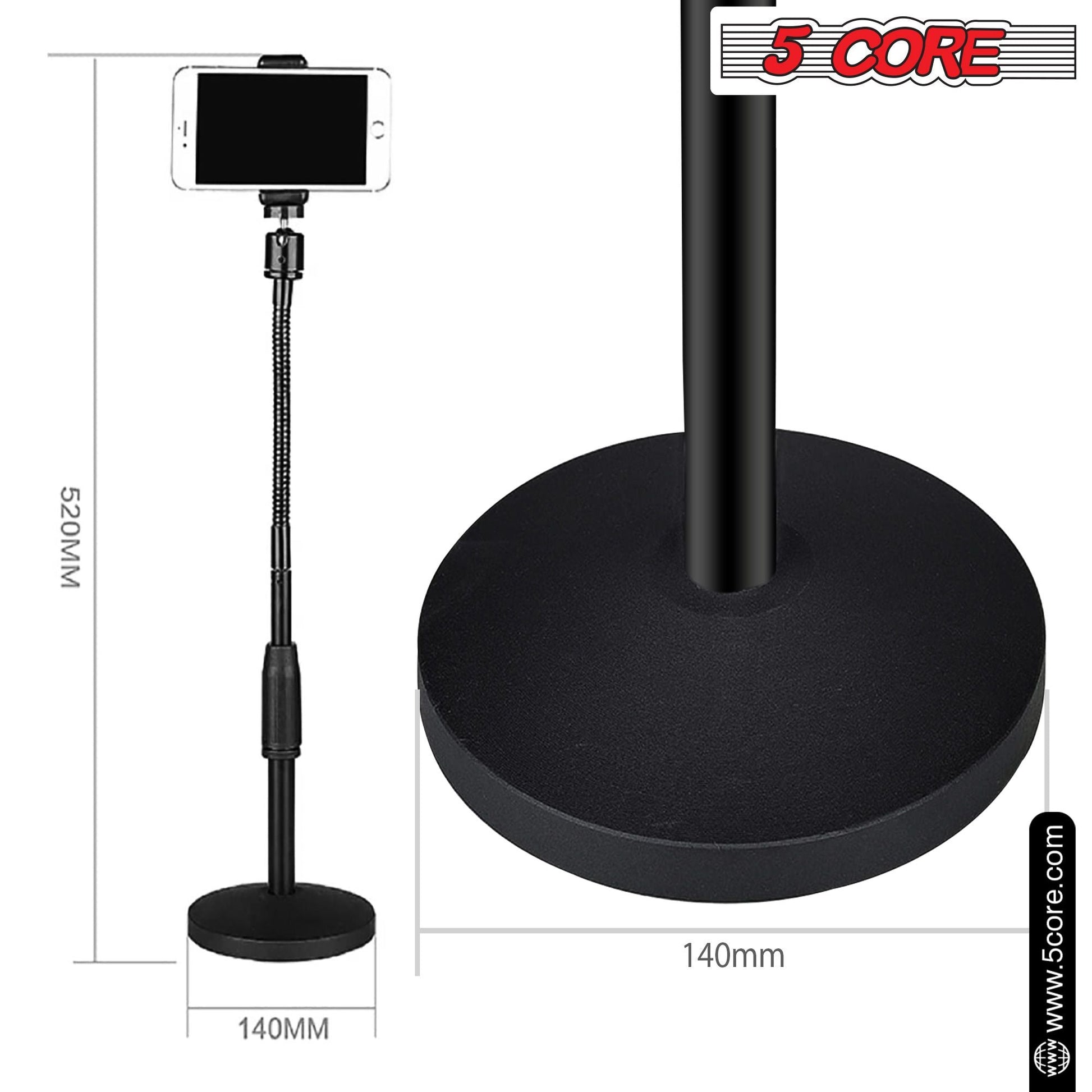 5 Core Gooseneck Phone Holder Stand for Desk Table Flexible Arm with Anti - Skid Round Base, Cell Phones Mount Clamp Compatible with All Smart Phones RBS MOB - DelightsDownSouth