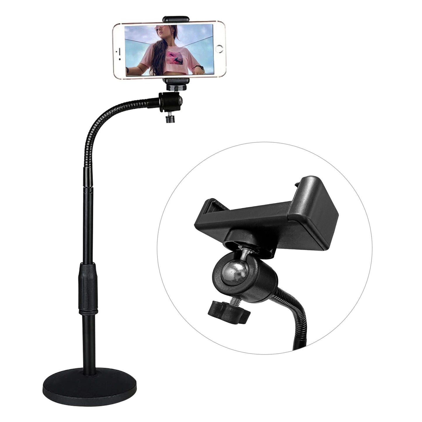 5 Core Gooseneck Phone Holder Stand for Desk Table Flexible Arm with Anti - Skid Round Base, Cell Phones Mount Clamp Compatible with All Smart Phones RBS MOB - DelightsDownSouth