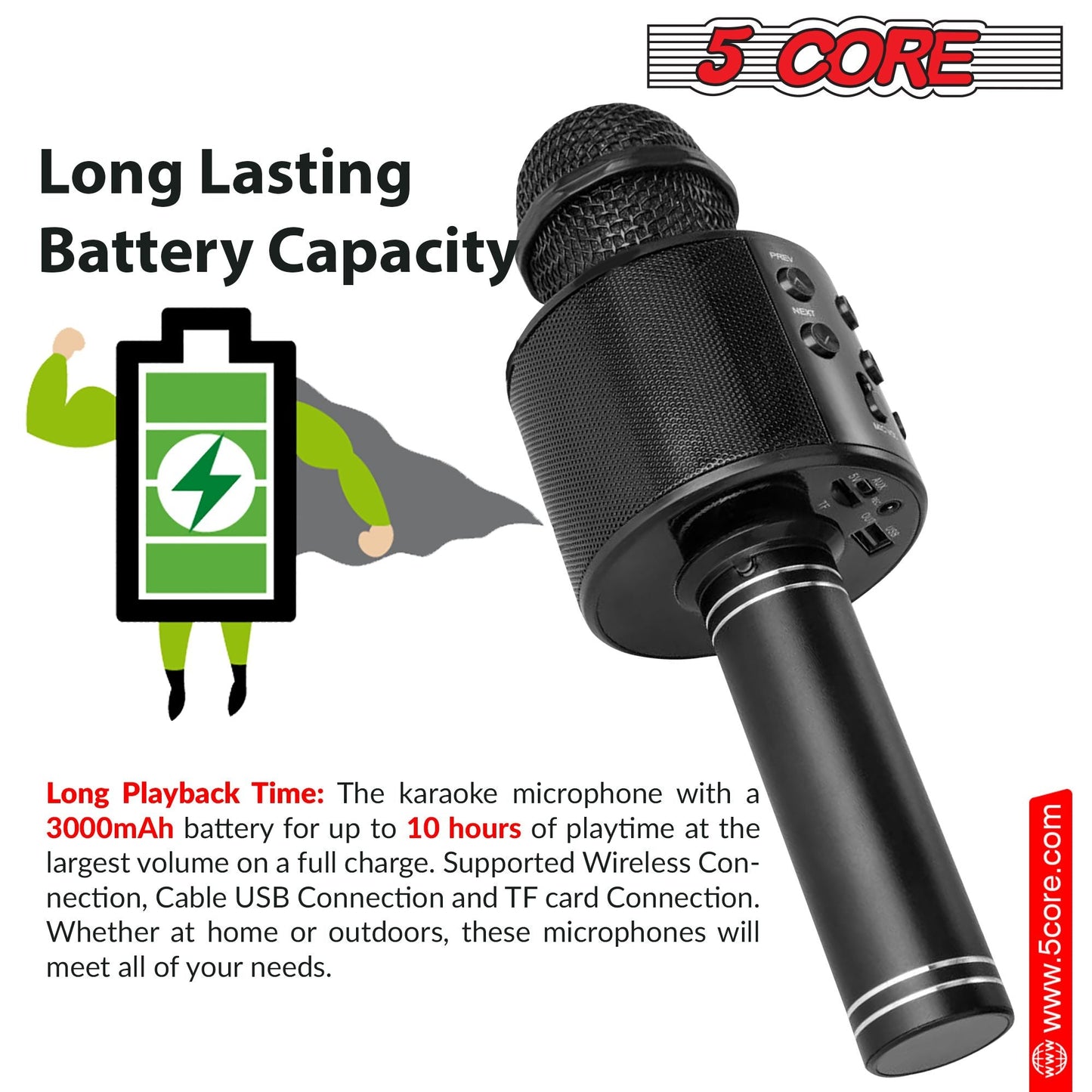 5 Core Microphone Wireless Karaoke Mic With Speaker 3 in 1 Portable Bluetooth Microfono Inalambrico - DelightsDownSouth