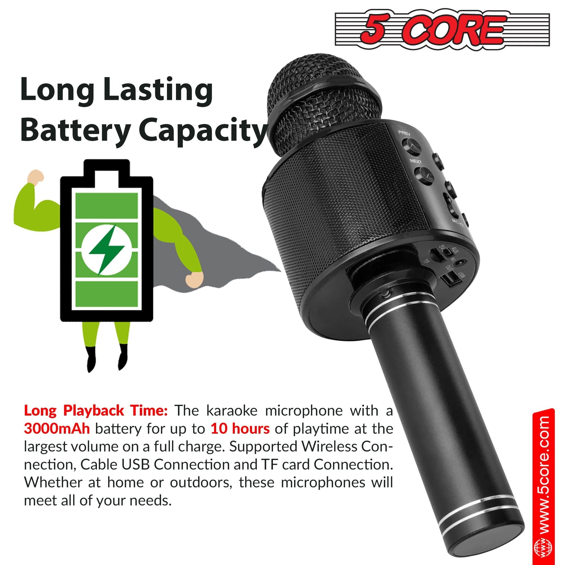 5 Core Microphone Wireless Karaoke Mic With Speaker 3 in 1 Portable Bluetooth Microfono Inalambrico - DelightsDownSouth
