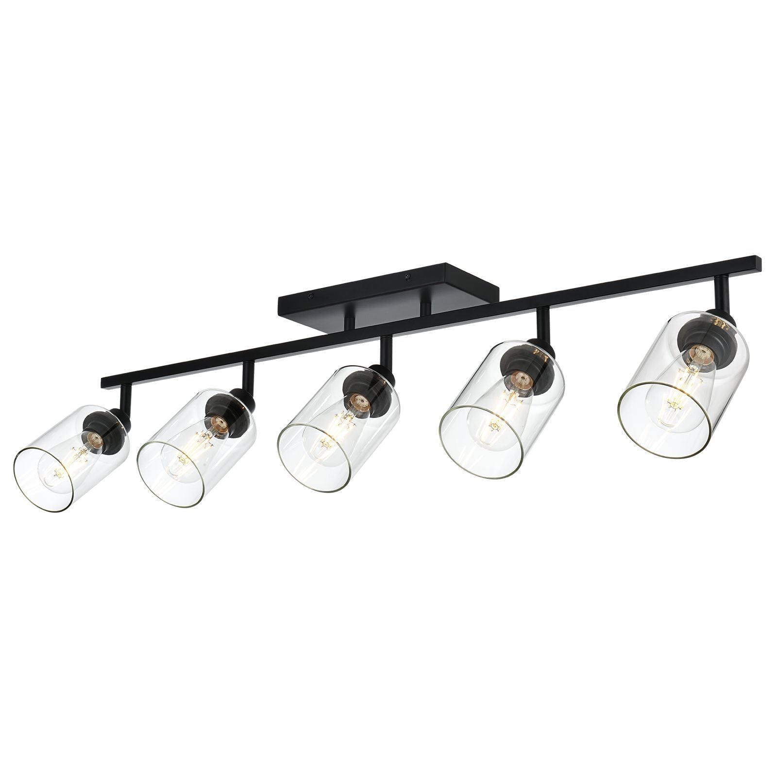 5 - Light Vanity Light Bathroom Fixture with Clear Glass Shade Multi - Directional Rotating Metal Ceiling Spotlight Fixture with Adjustable Track Heads - DelightsDownSouth