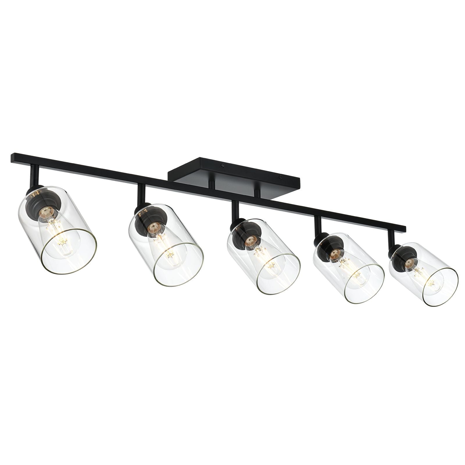 5 - Light Vanity Light Bathroom Fixture with Clear Glass Shade Multi - Directional Rotating Metal Ceiling Spotlight Fixture with Adjustable Track Heads - DelightsDownSouth