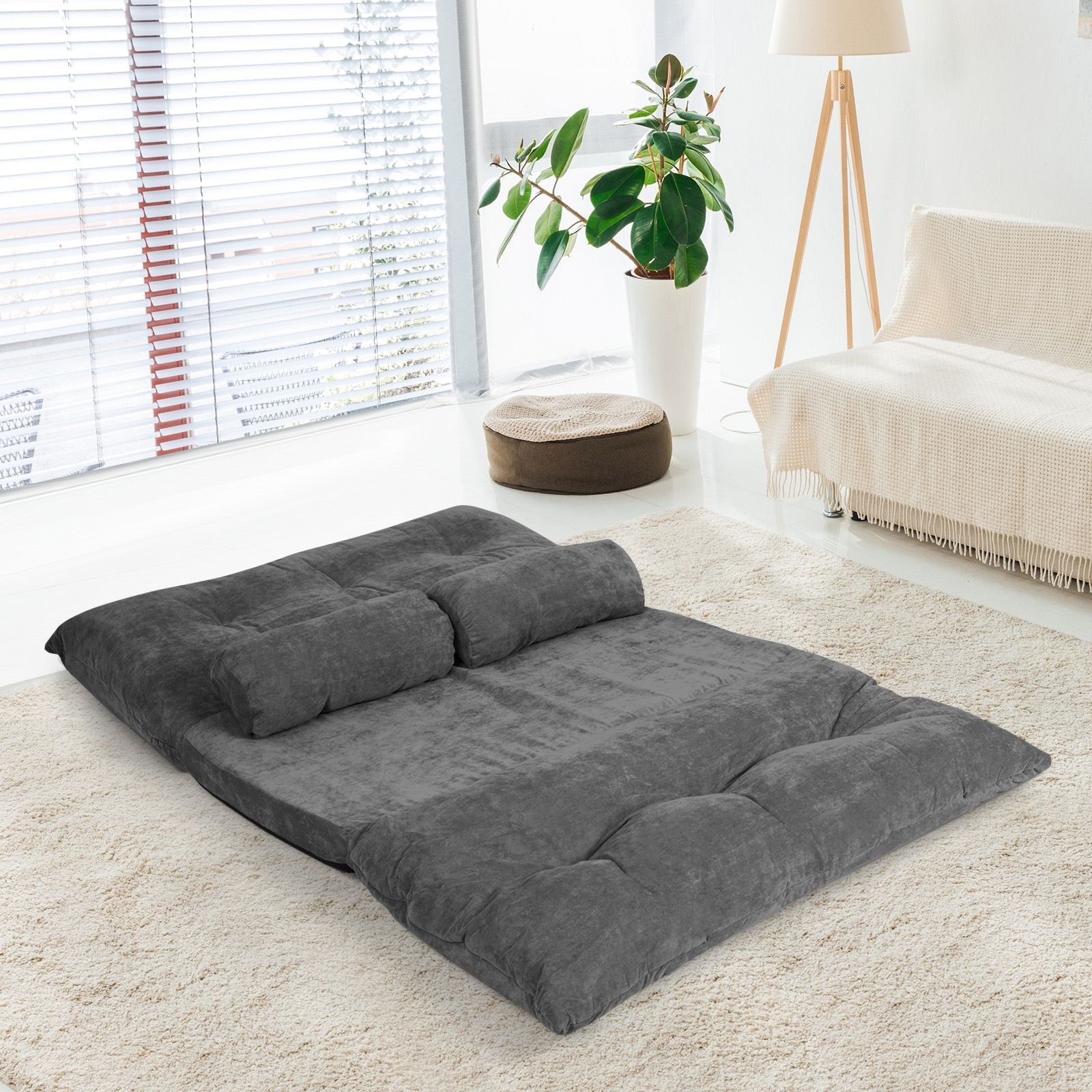 6 - Position Adjustable Sleeper Lounge Couch with 2 Pillows - DelightsDownSouth