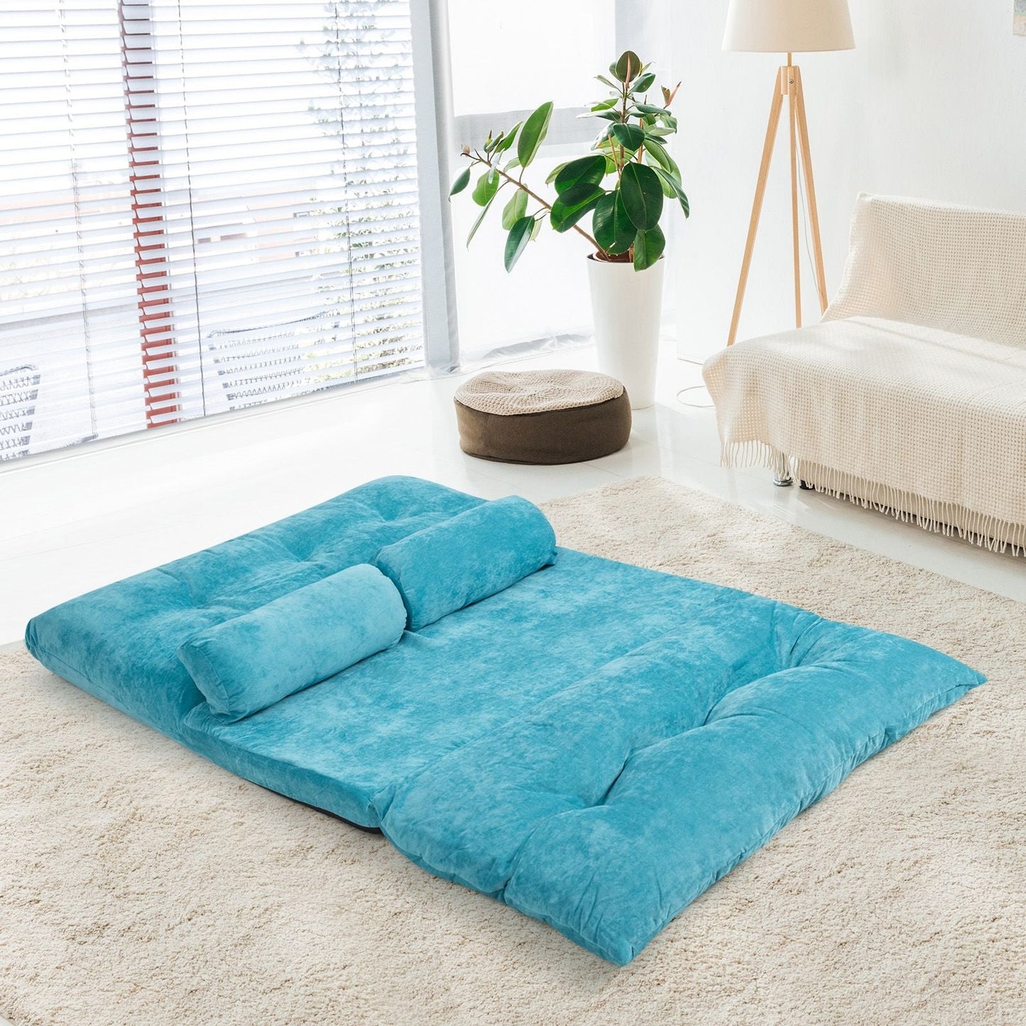 6 - Position Adjustable Sleeper Lounge Couch with 2 Pillows - DelightsDownSouth