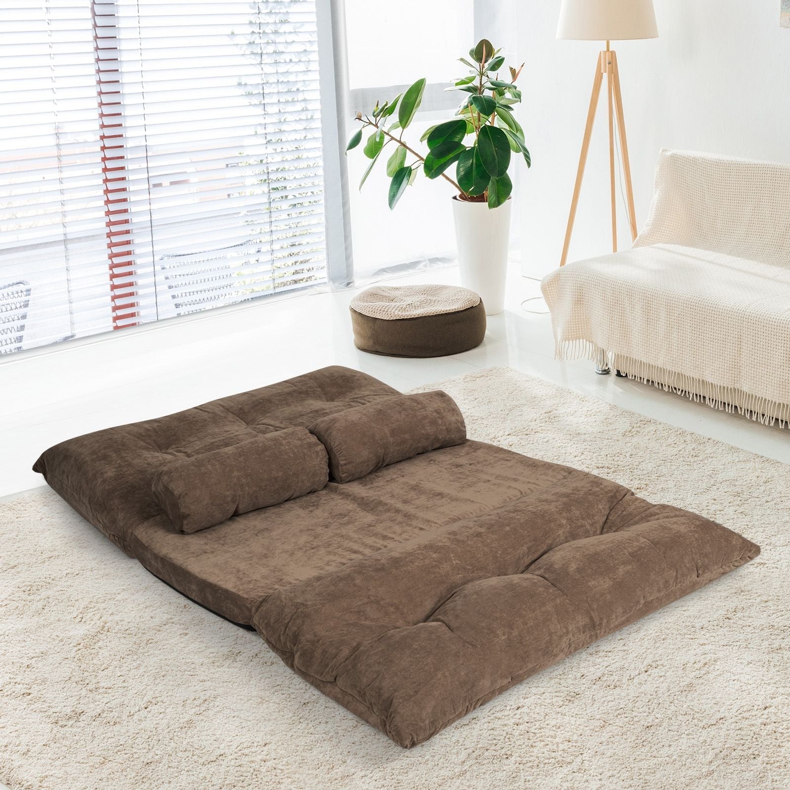 6 - Position Adjustable Sleeper Lounge Couch with 2 Pillows - DelightsDownSouth