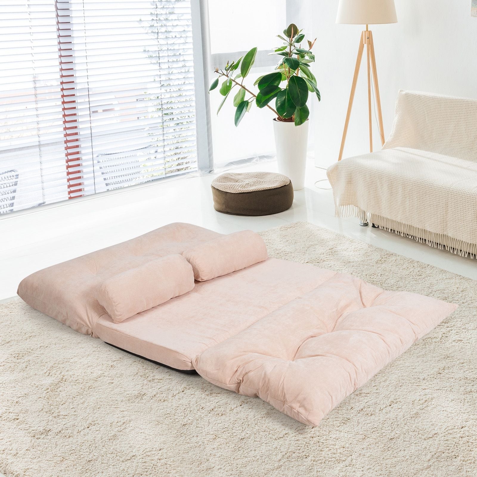 6 - Position Adjustable Sleeper Lounge Couch with 2 Pillows - DelightsDownSouth