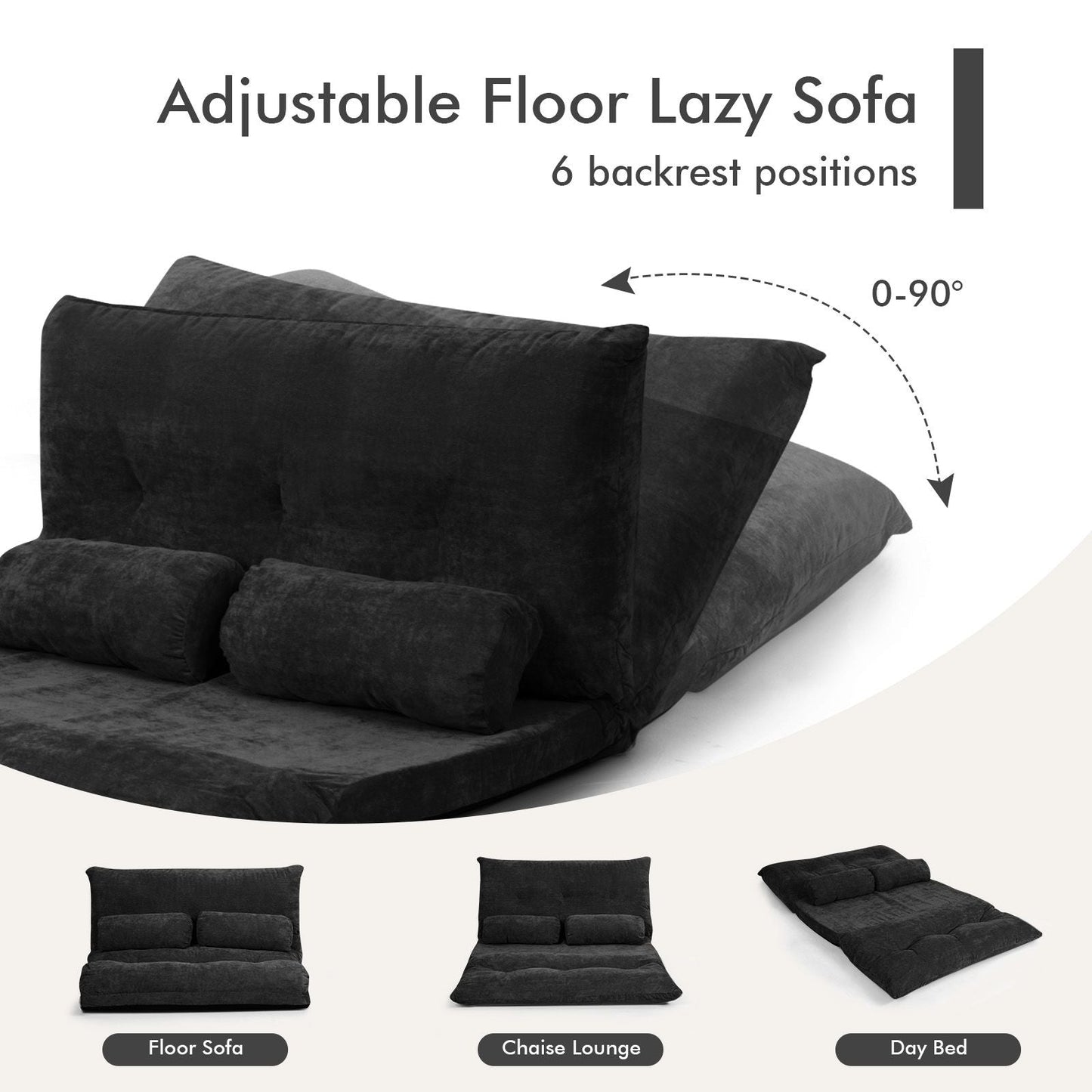 6 - Position Adjustable Sleeper Lounge Couch with 2 Pillows - DelightsDownSouth