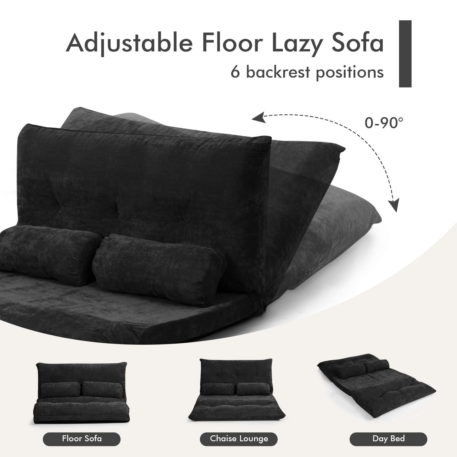 6 - Position Adjustable Sleeper Lounge Couch with 2 Pillows - DelightsDownSouth