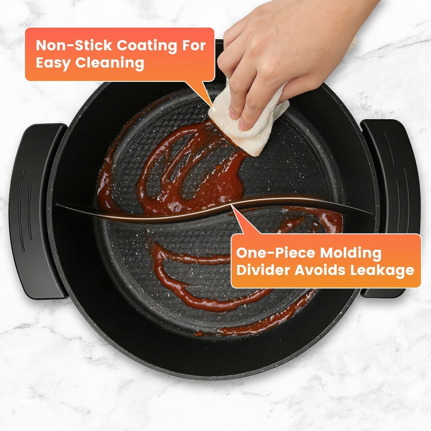 6L Large Capacity Electric Hot Pot with Divider, 5 Gear Adjustable Temperature Non - Stick Electric Cooker, Multifunctional Fondue Pot for 3 - 6 People with Cooking Tools - DelightsDownSouth