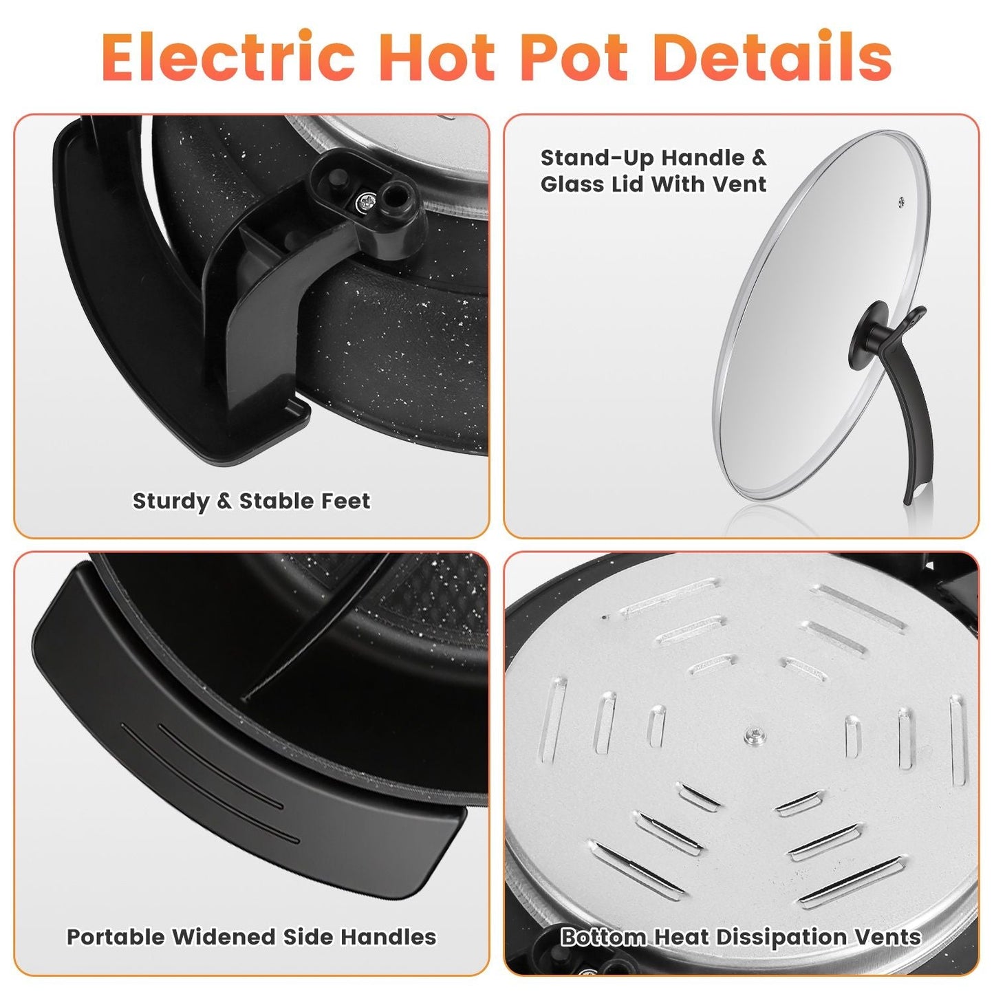6L Large Capacity Electric Hot Pot with Divider, 5 Gear Adjustable Temperature Non - Stick Electric Cooker, Multifunctional Fondue Pot for 3 - 6 People with Cooking Tools - DelightsDownSouth