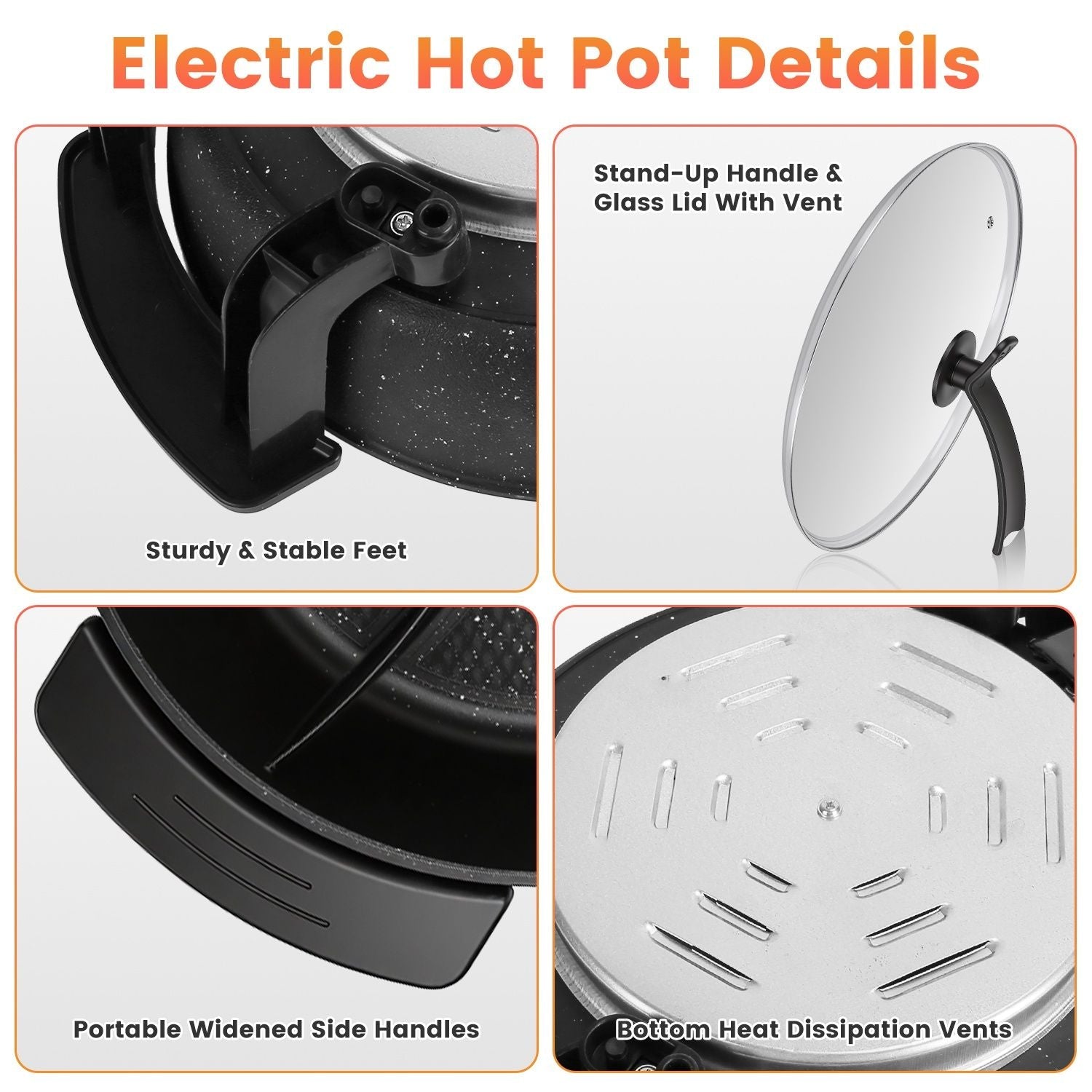 6L Large Capacity Electric Hot Pot with Divider, 5 Gear Adjustable Temperature Non - Stick Electric Cooker, Multifunctional Fondue Pot for 3 - 6 People with Cooking Tools - DelightsDownSouth