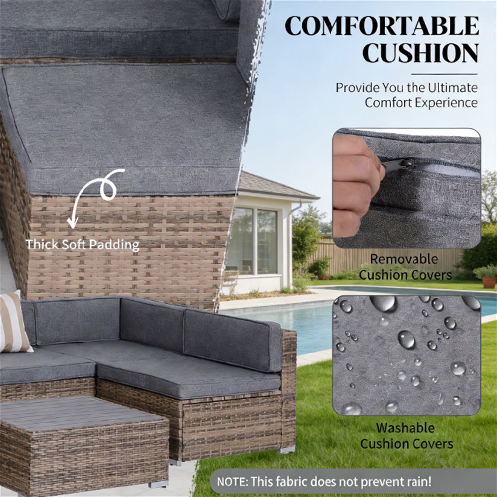 7 - piece courtyard furniture set, outdoor segmented sofa set, garden set, gray - DelightsDownSouth