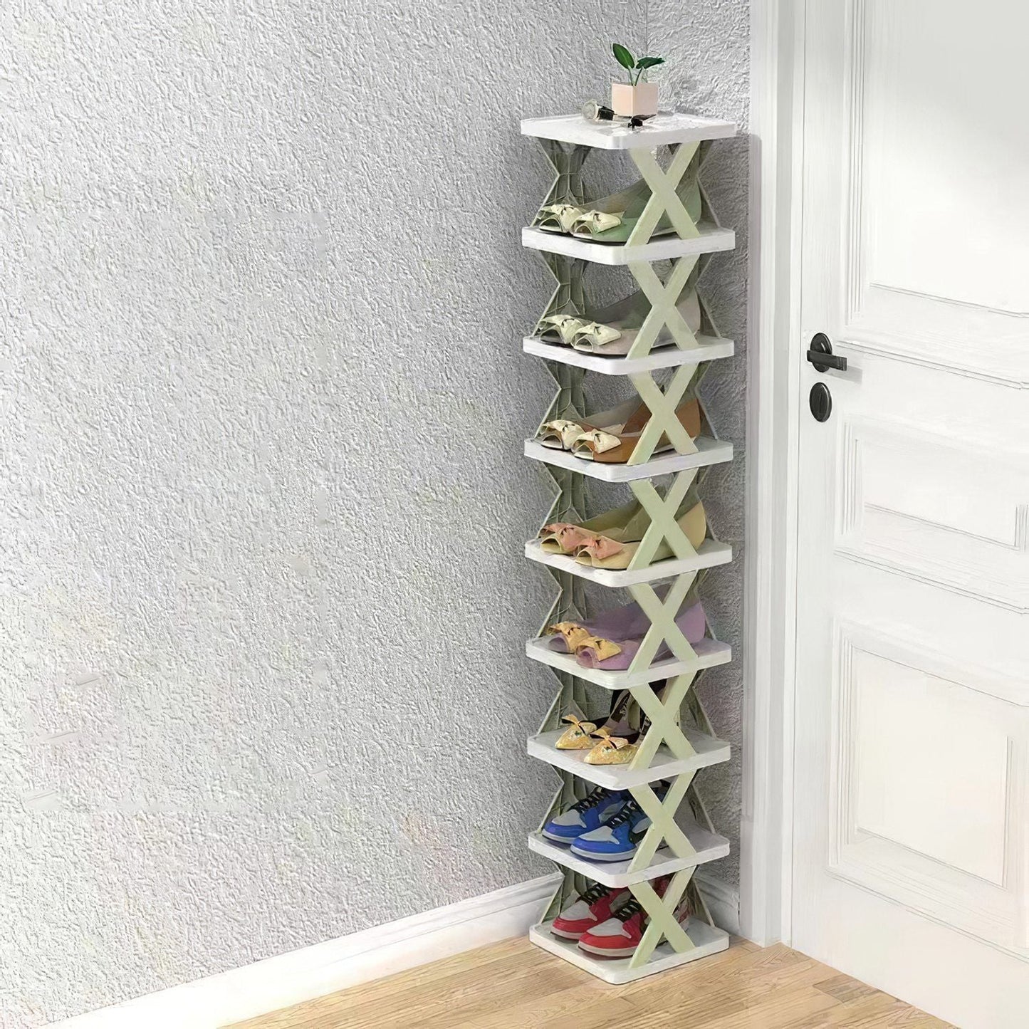 9Tier Narrow Entryway Shoe Rack Free Standing Vertical Shoe Organizer Plastic Shoes Storage Shelf Closet Hallway - DelightsDownSouth